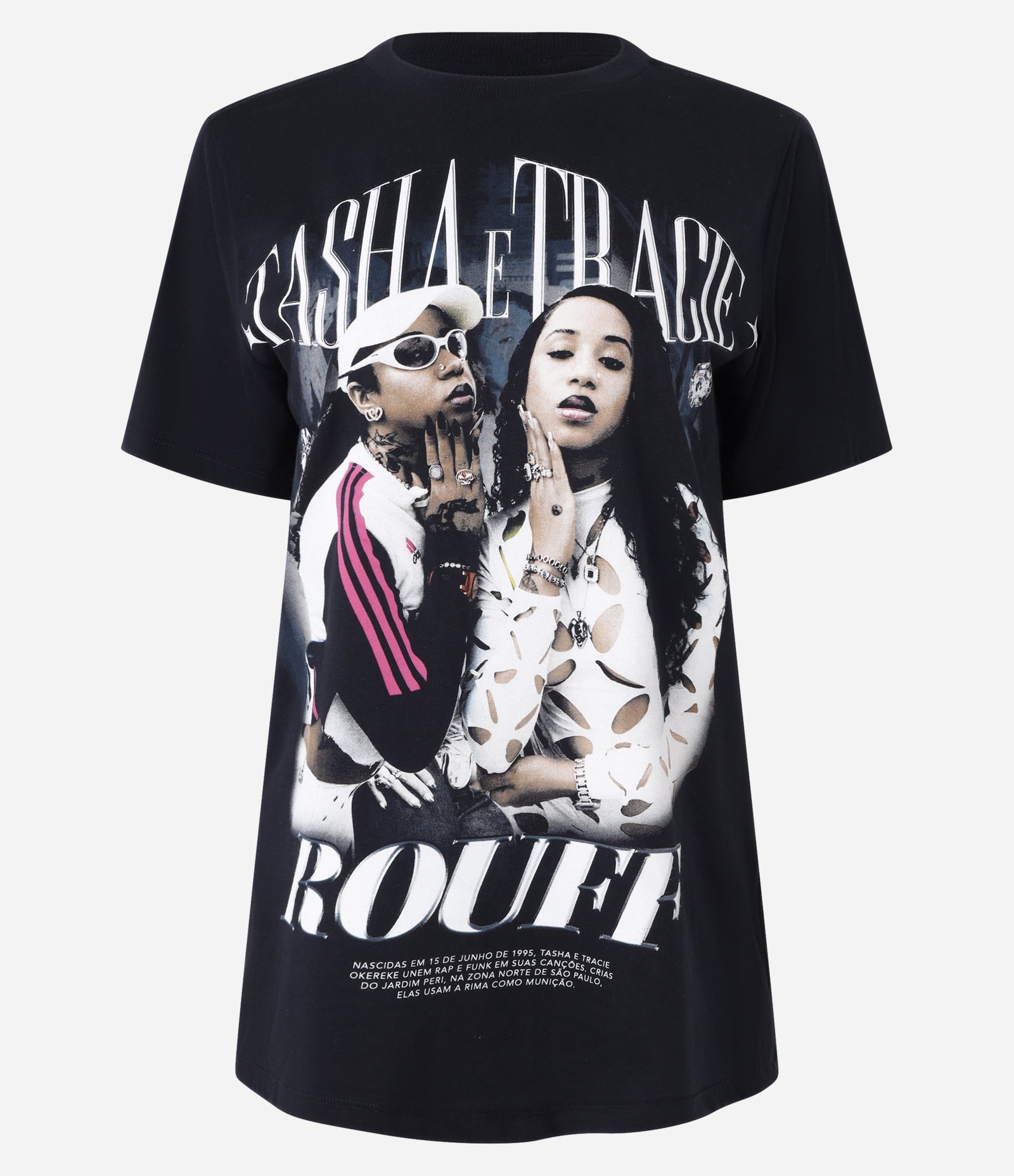 Camiseta Alongada em Algodão com Estampa Tasha e Tracie Rouff Preto 4