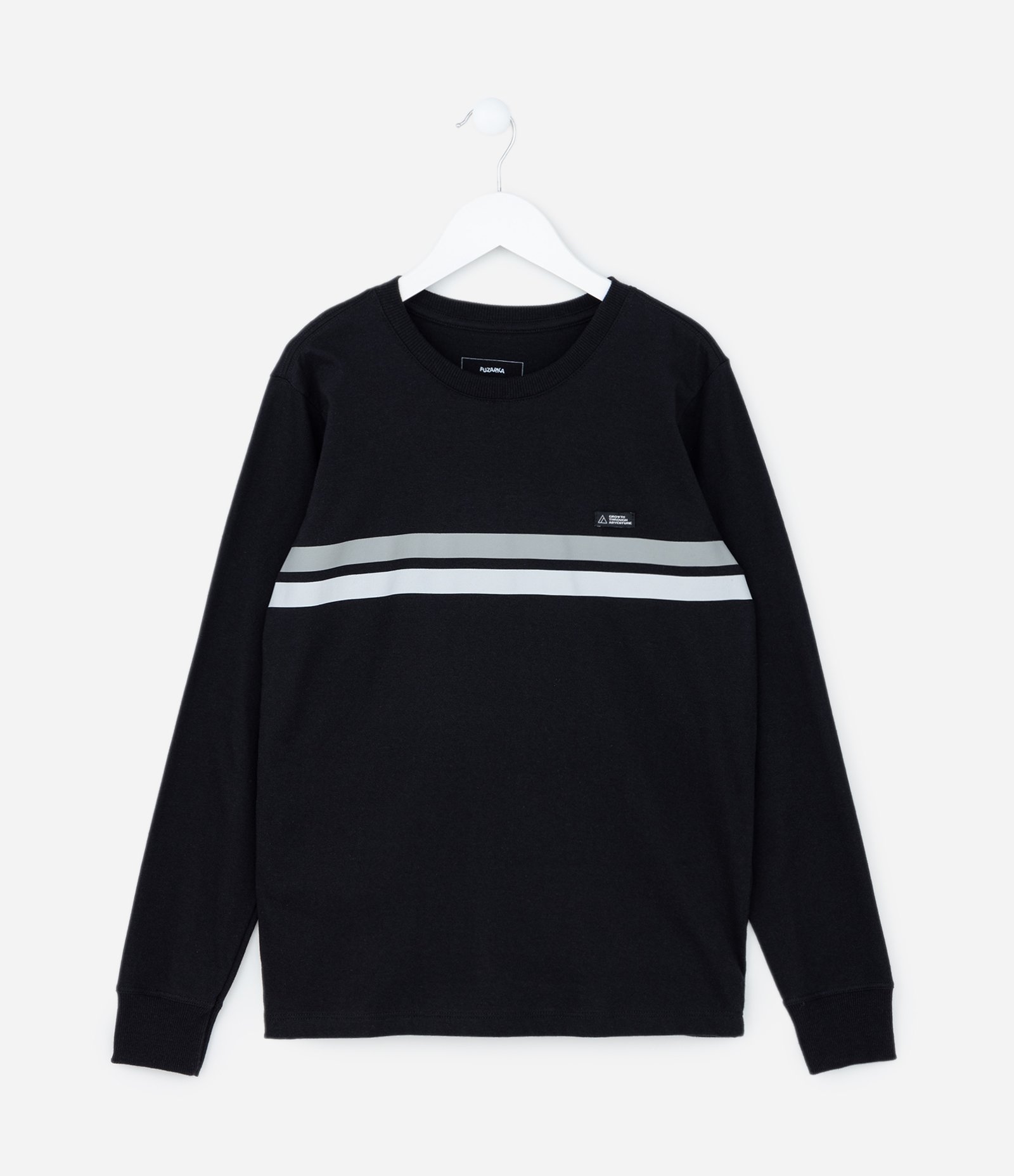 Camiseta Infantil com Estampa de Listras - Tam 5 a 14 Anos Preto 1