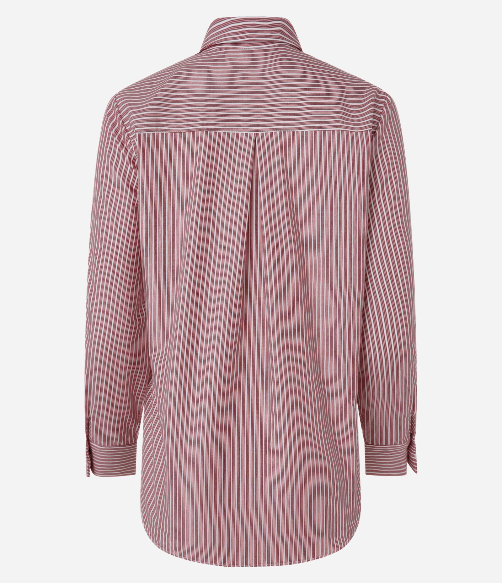 Camisa em Tricoline com Estampa Listrada Fio Tinto Vermelho 7