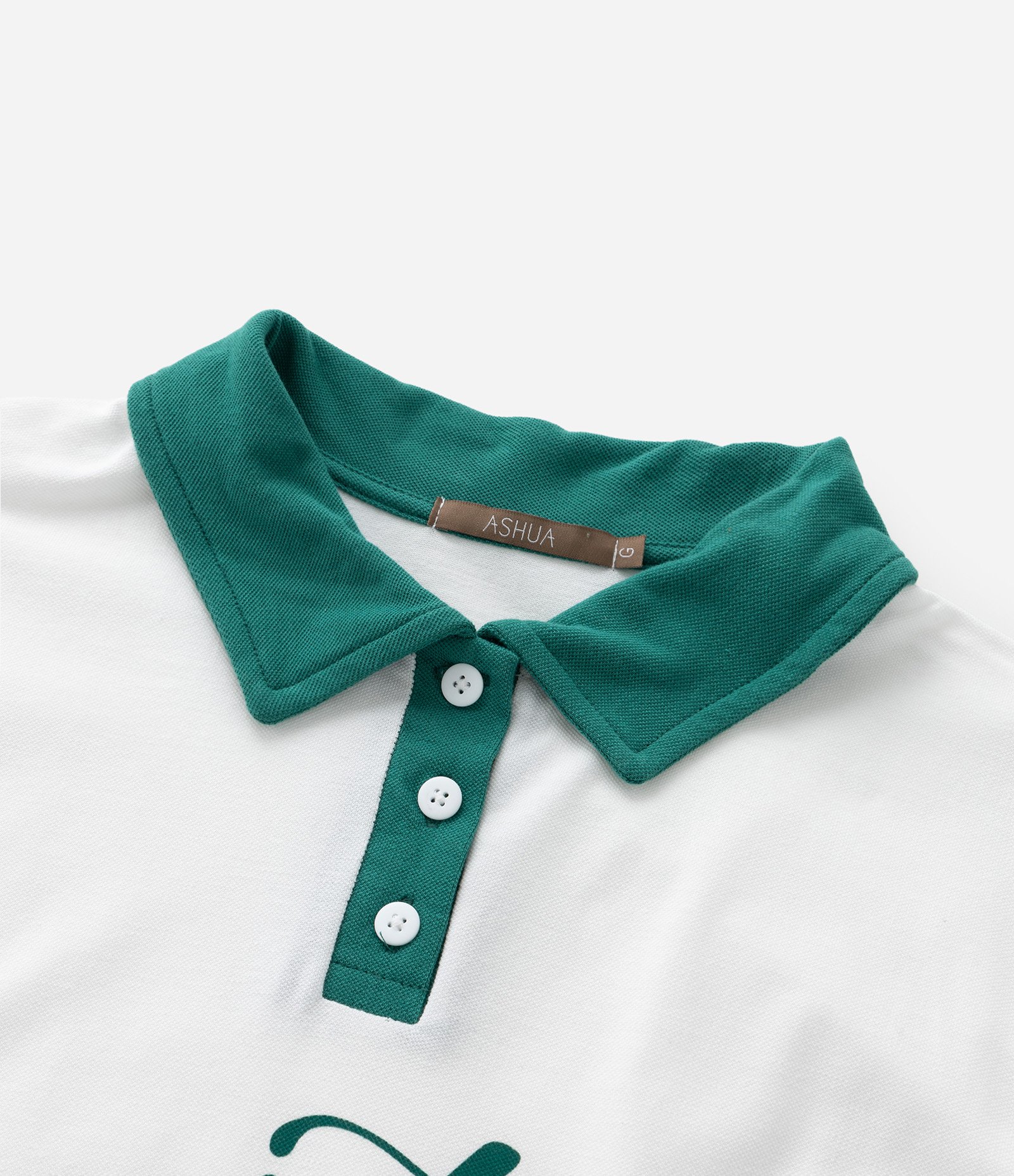 Camiseta Polo Piquet Estampada Courtside Curve & Plus Size Branco/Verde 7