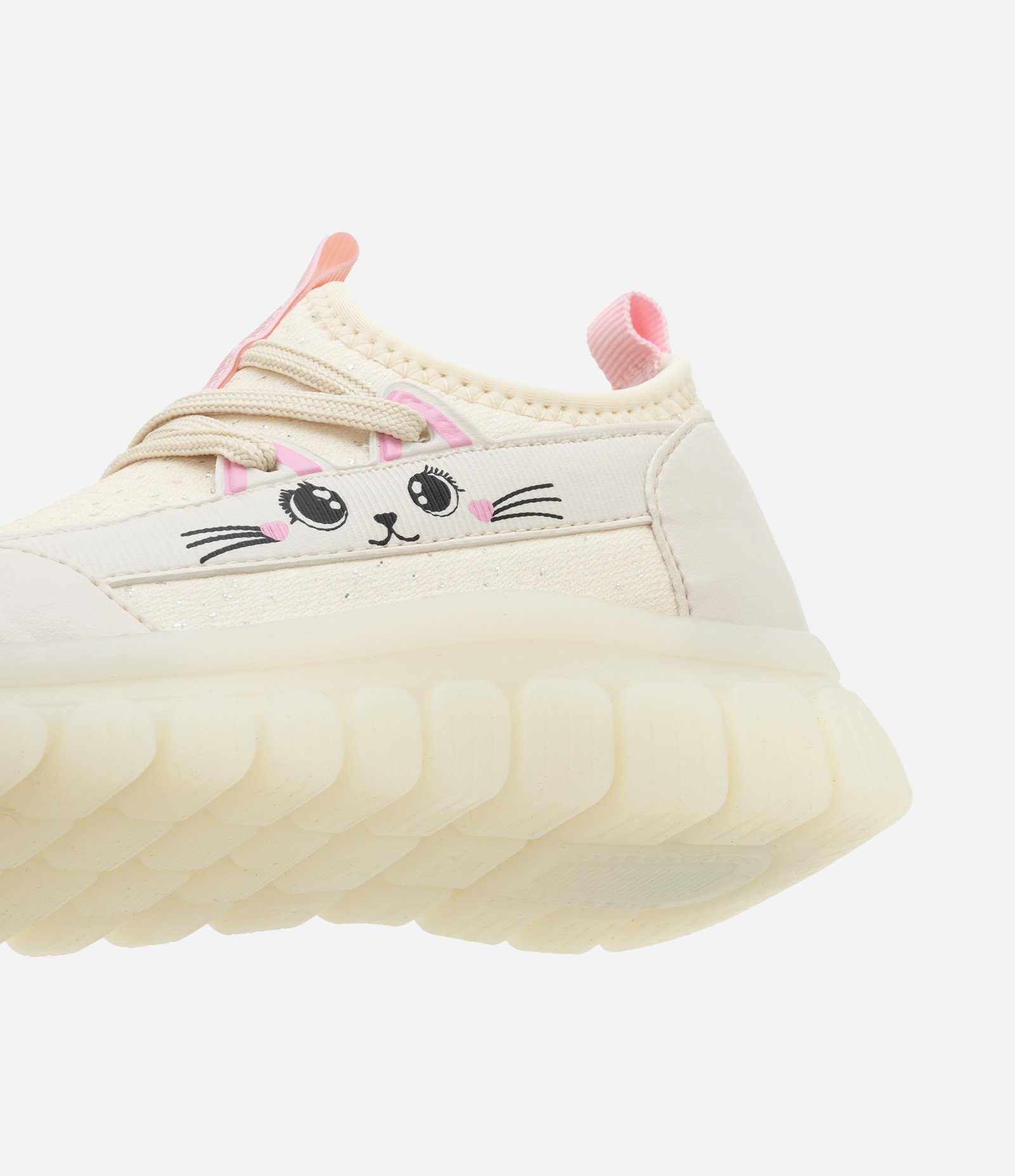 Tênis Calce Fácil Infantil com Sola LED e Estampa Gatinho - Tam 20 ao 27 Bege 4