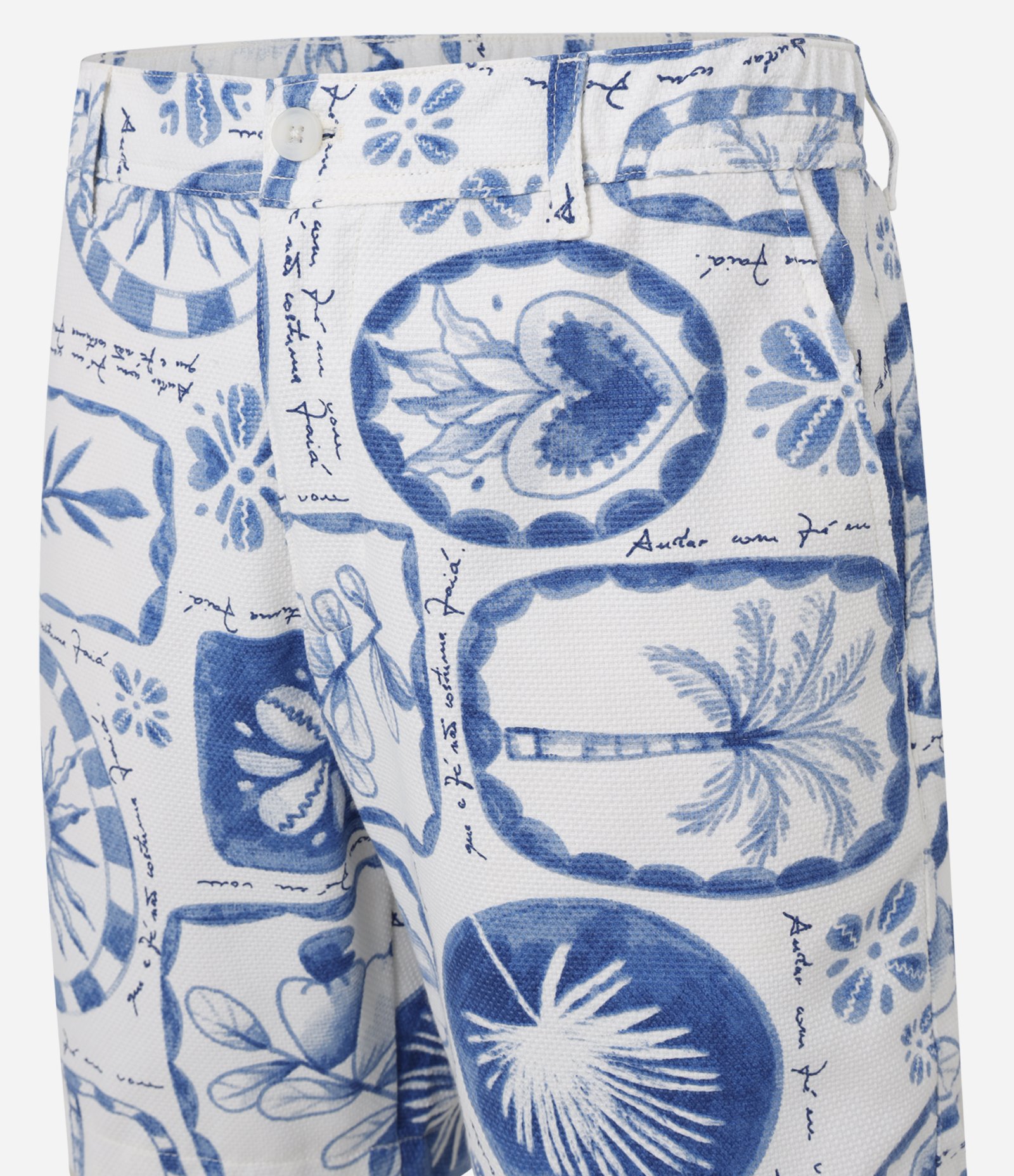 Bermuda em Algodão com Estampa Andar com Fé Branco/Azul 7