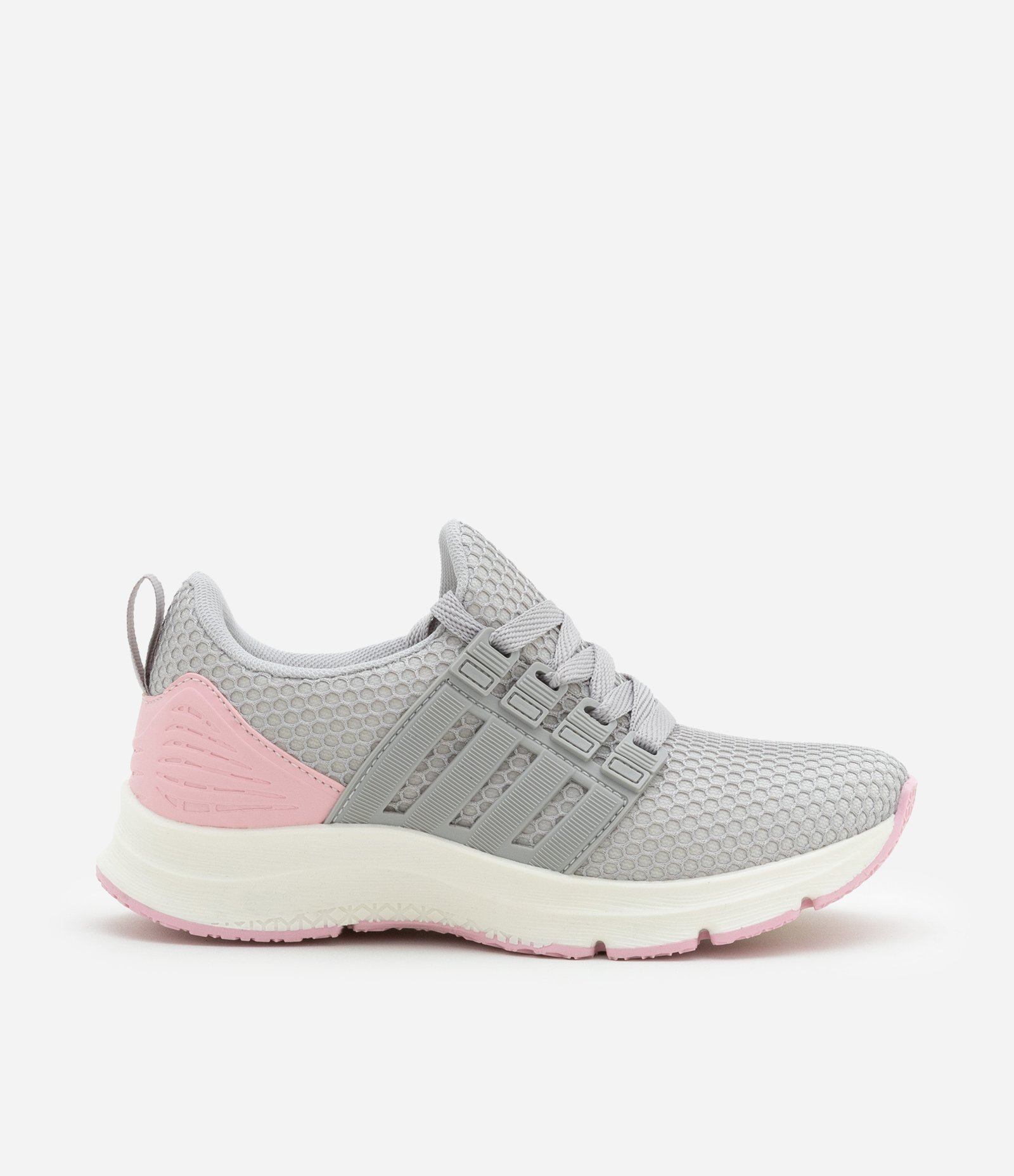 Tênis Esportivo Infantil com Detalhe Lateral Emborrachado - Tam 28 ao 34 Cinza/Rosa 5