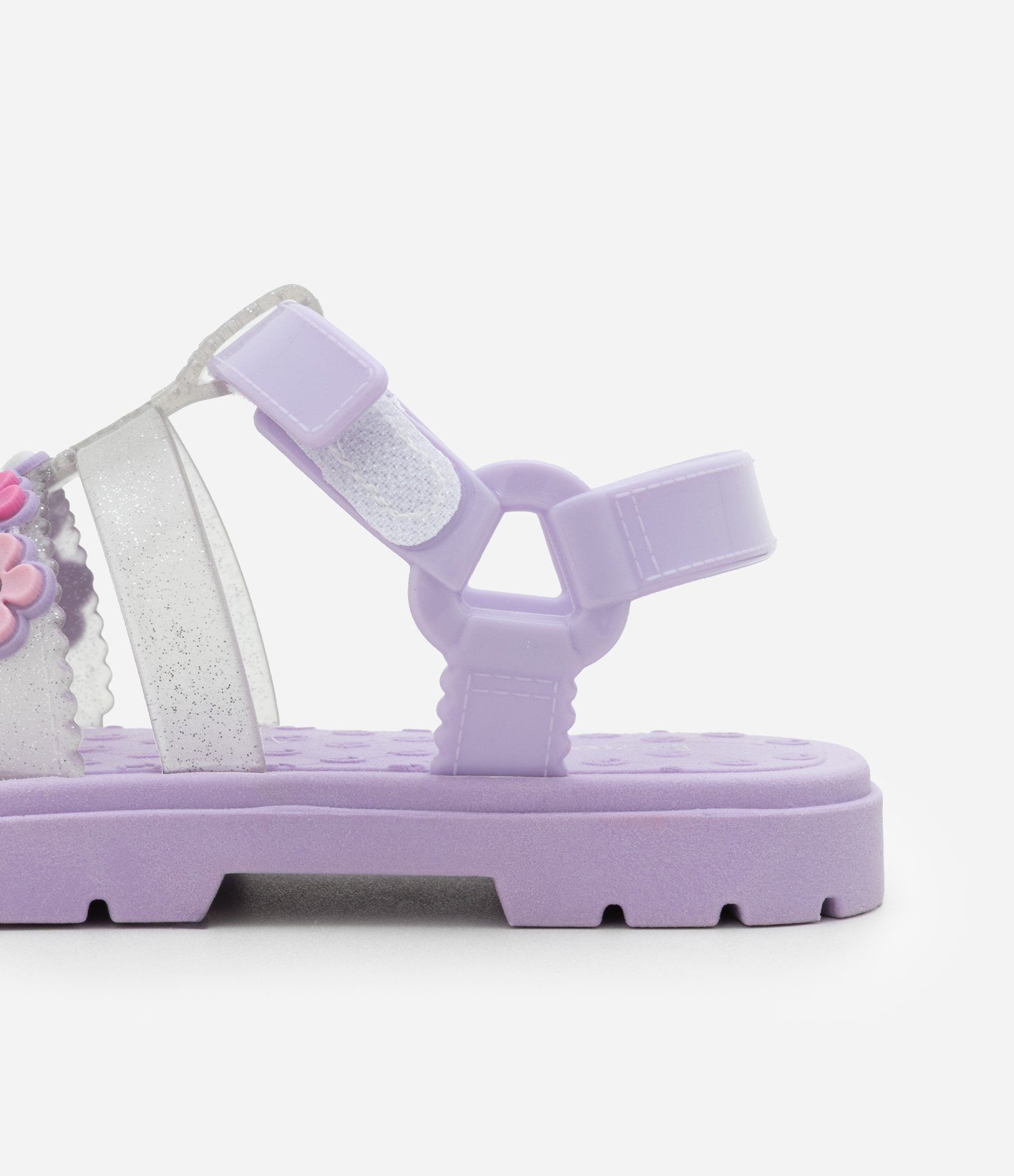Sandália Infantil com Patch deFlorzinhas e Glitter- Tam 20 a 27 Lilás 3