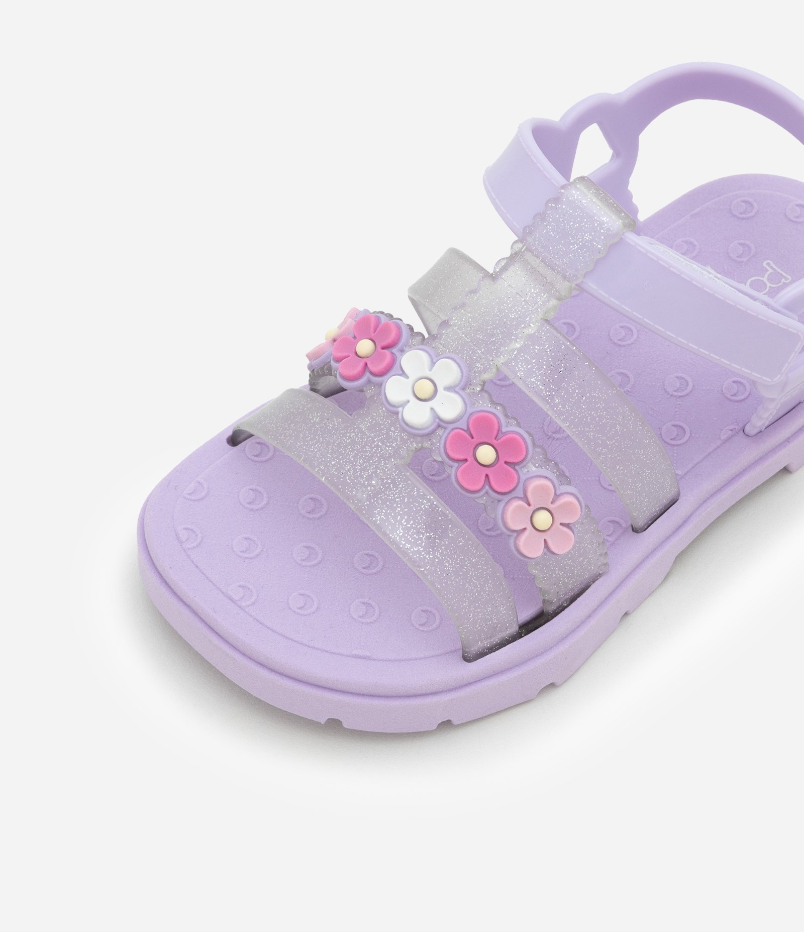 Sandália Infantil com Patch deFlorzinhas e Glitter- Tam 20 a 27 Lilás 5