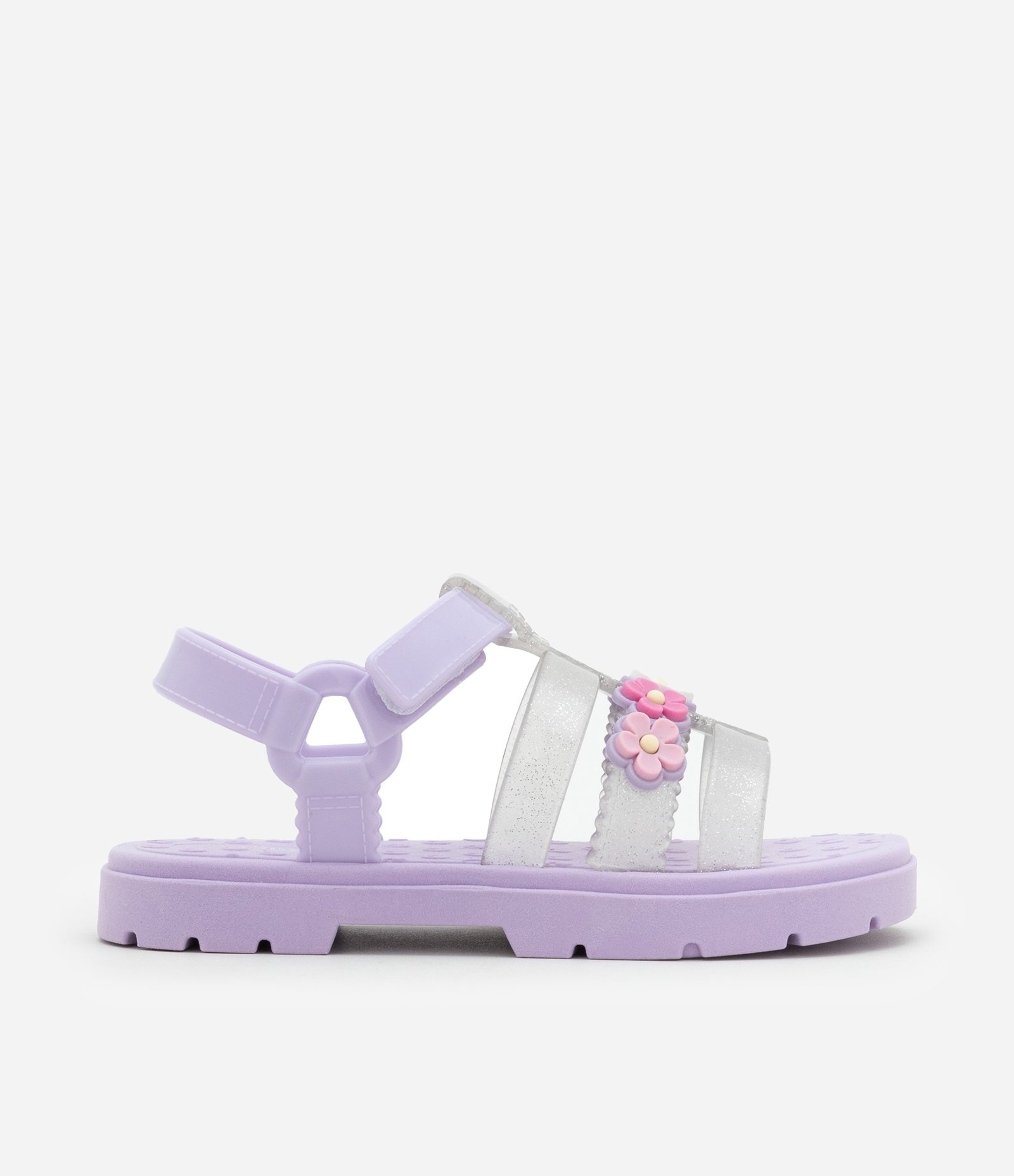 Sandália Infantil com Patch deFlorzinhas e Glitter- Tam 20 a 27 Lilás 6