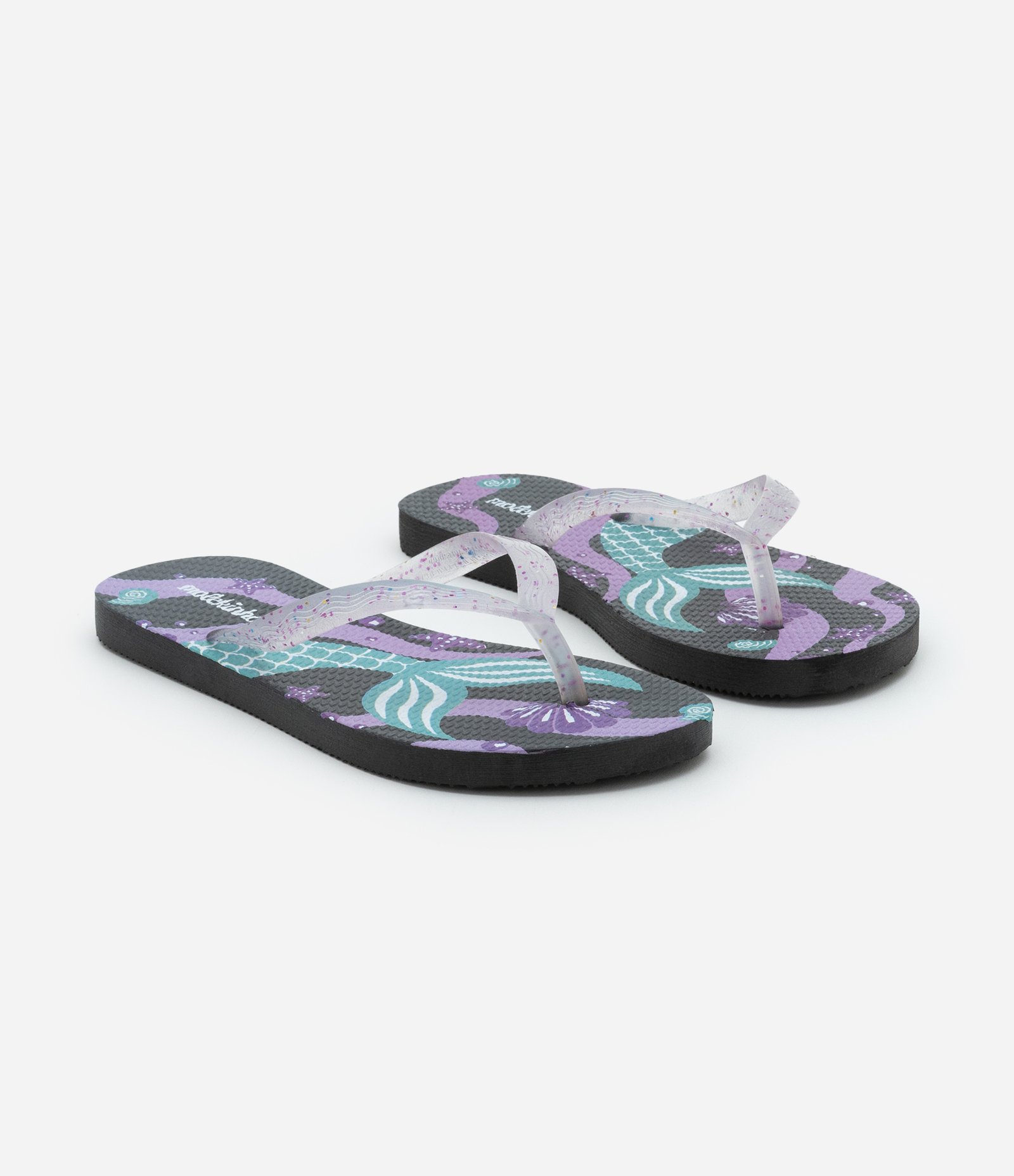 Chinelo Infantil com Estampa Sereia Molekinha - Tam 26 a 36 Preto/Roxo 1
