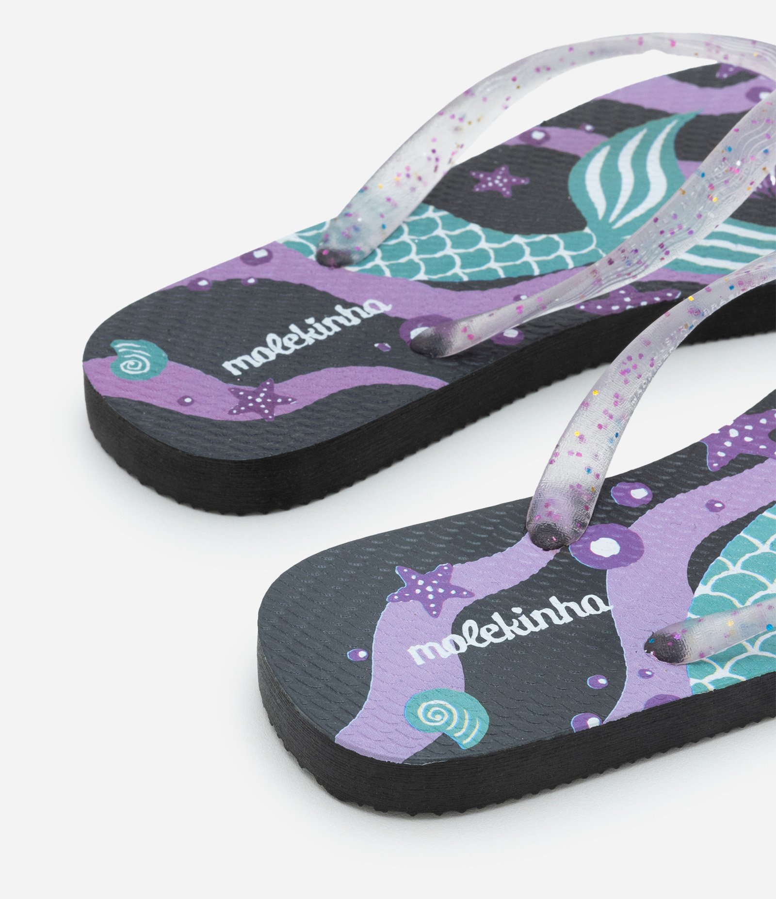 Chinelo Infantil com Estampa Sereia Molekinha - Tam 26 a 36 Preto/Roxo 3