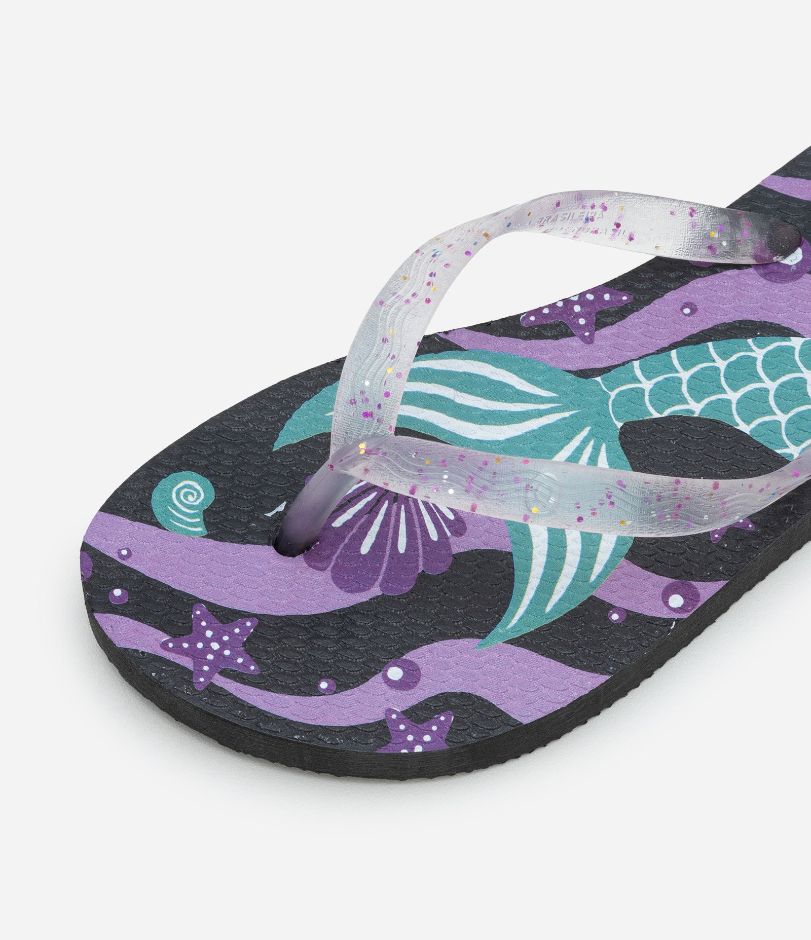 Chinelo Infantil com Estampa Sereia Molekinha - Tam 26 a 36 Preto/Roxo 4