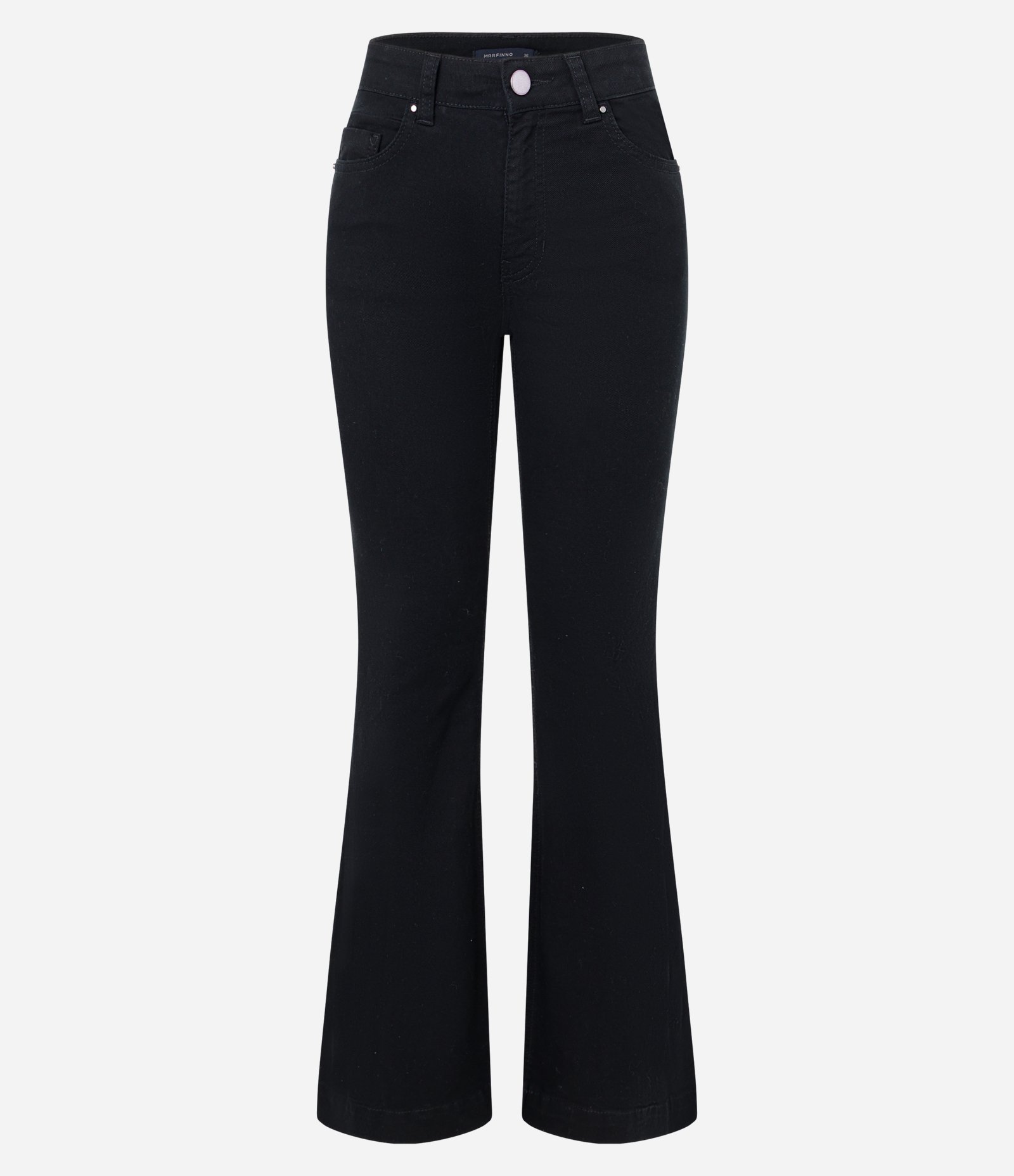 Calça Flare em Sarja com Cintura Alta Preto 5