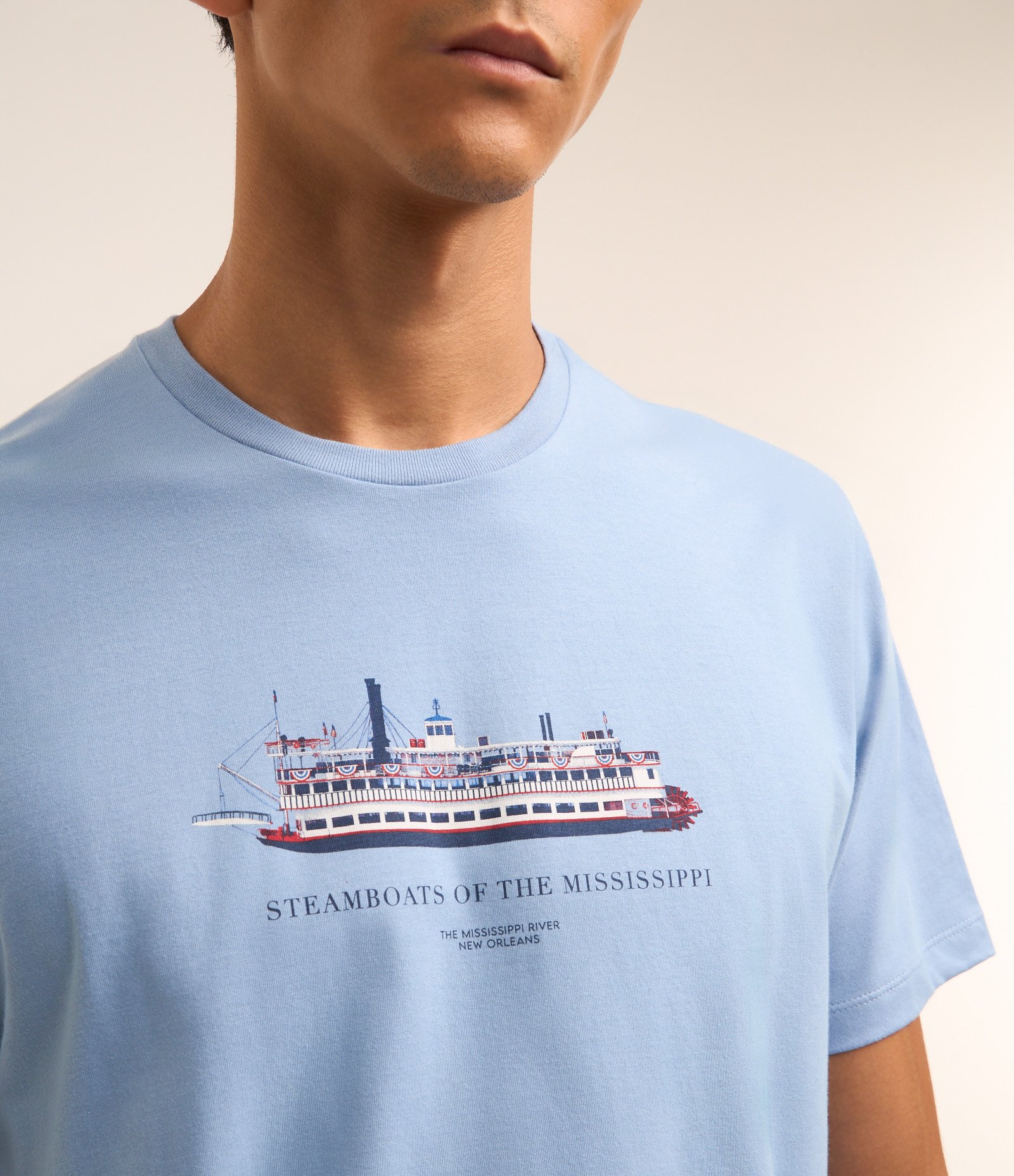 Camiseta em Algodão com Estampa de Barco Azul 3