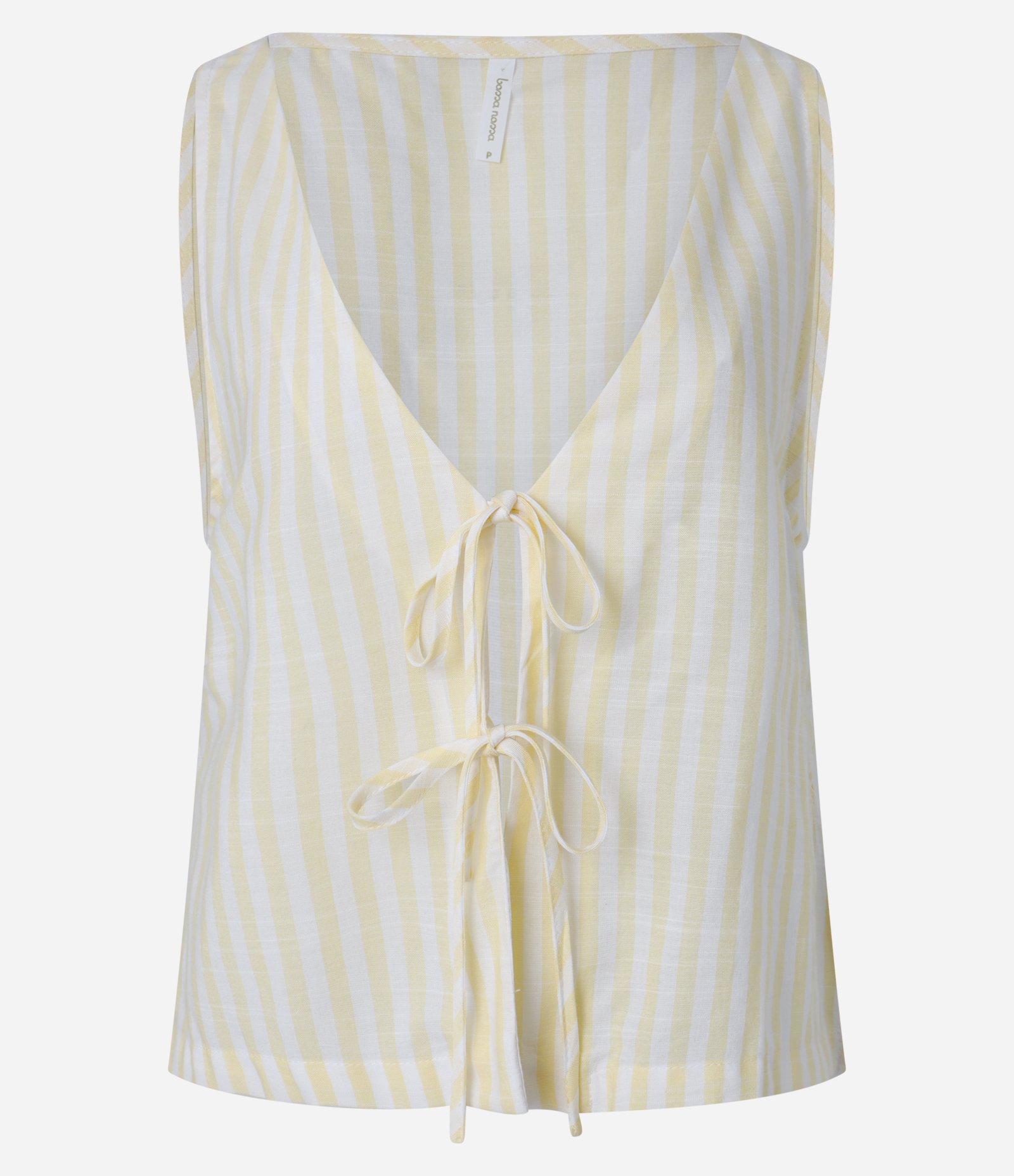 Saída de Praia Colete em Viscose e Algodão com Listras de Fio Tinto Amarelo 5