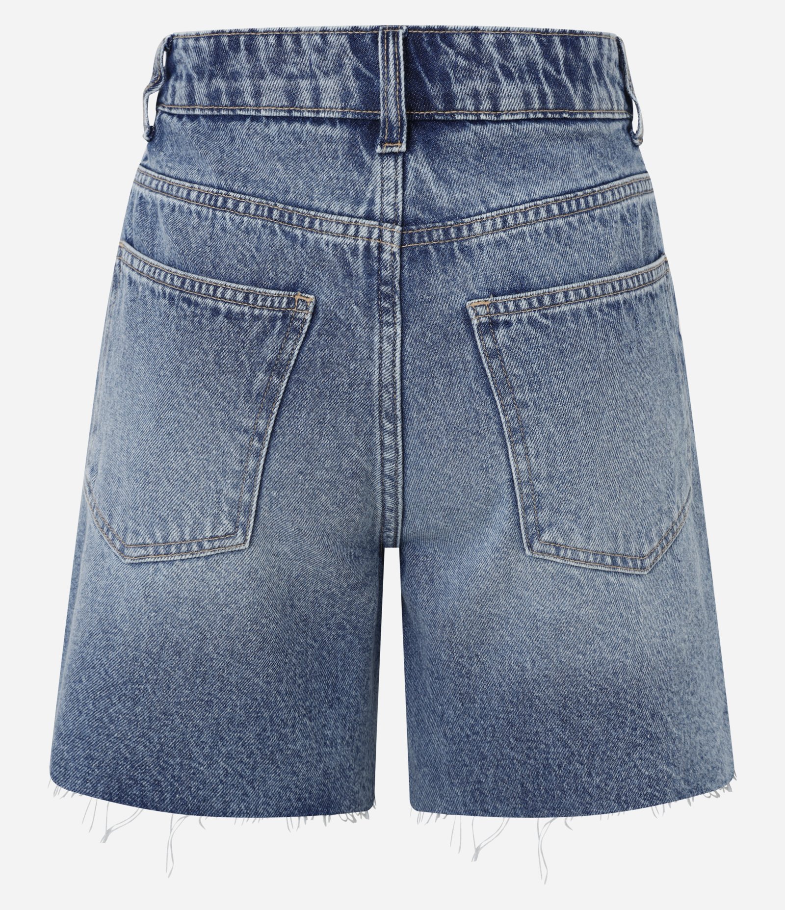 Bermuda em Jeans com Lavagem e Barra Desfiada Azul 8