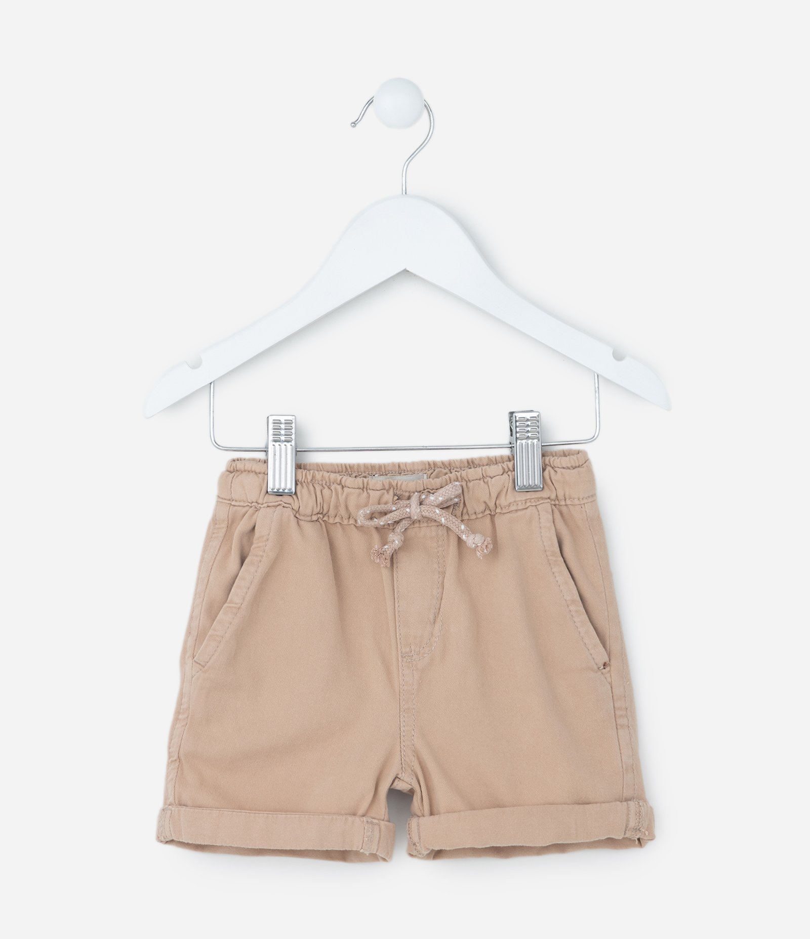 Bermuda Infantil em Sarja com Barra Dobrada - Tam 1 a 6 Anos Bege 1