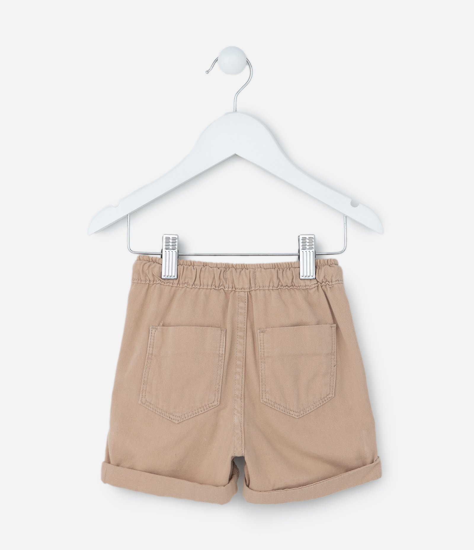 Bermuda Infantil em Sarja com Barra Dobrada - Tam 1 a 6 Anos Bege 2