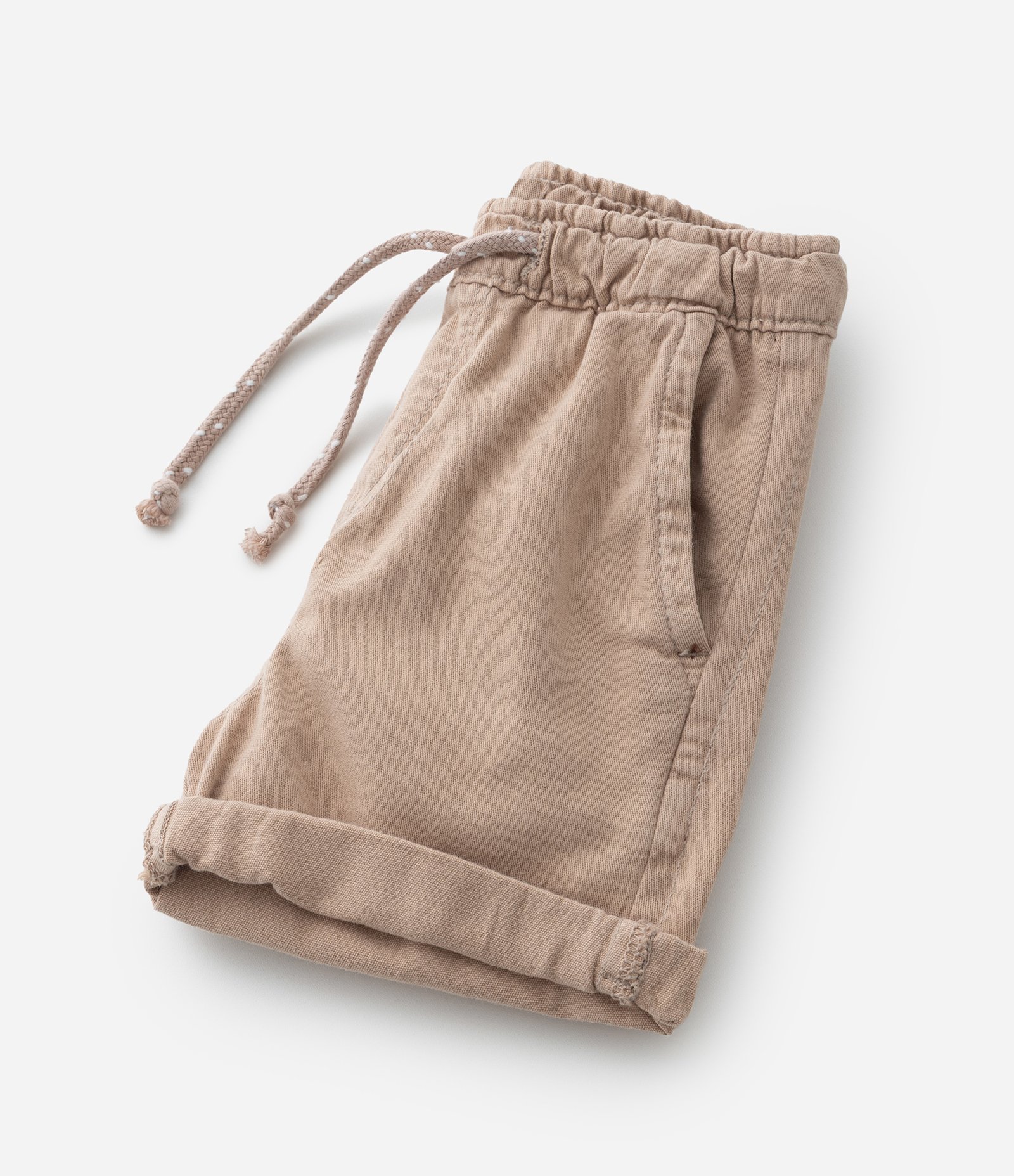 Bermuda Infantil em Sarja com Barra Dobrada - Tam 1 a 6 Anos Bege 3