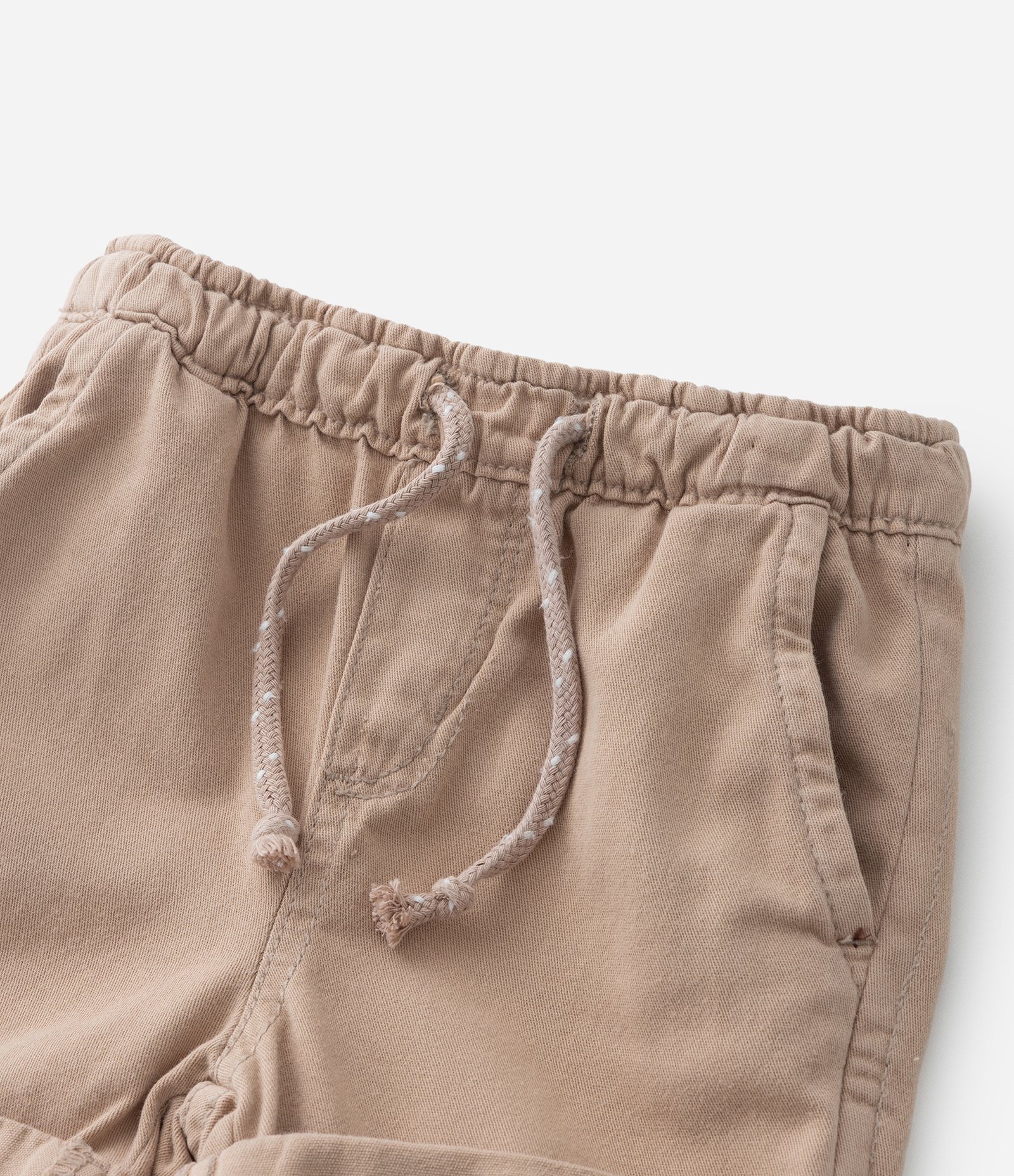 Bermuda Infantil em Sarja com Barra Dobrada - Tam 1 a 6 Anos Bege 4