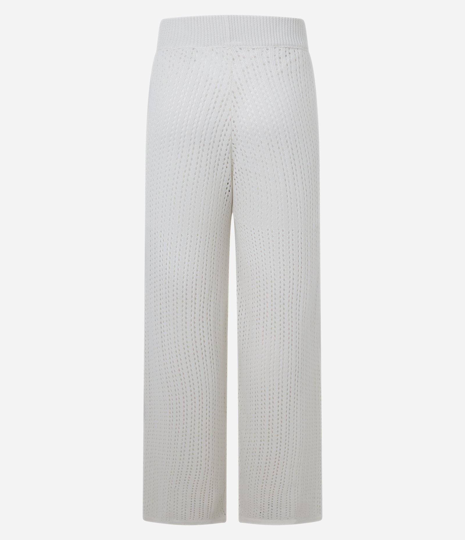Calça Reta em Tricô com Cintura Alta e Ponto Aberto Branco 3