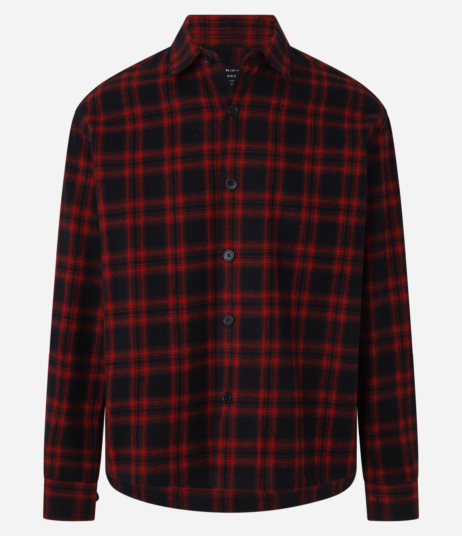 Camisa Boxy em Flanela com Estampa Xadrez e Manga Longa Preto/Vermelho 5