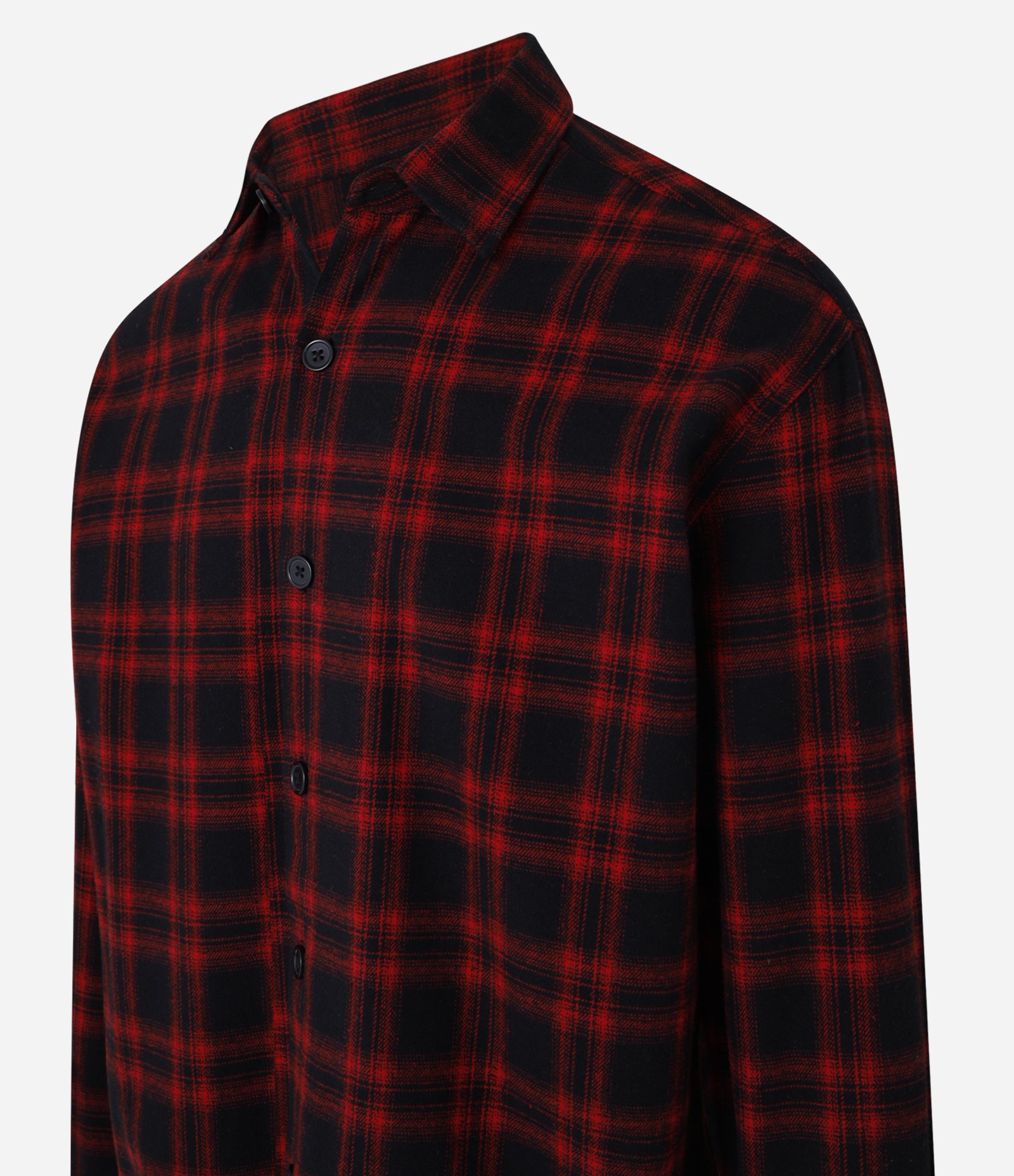 Camisa Boxy em Flanela com Estampa Xadrez e Manga Longa Preto/Vermelho 6