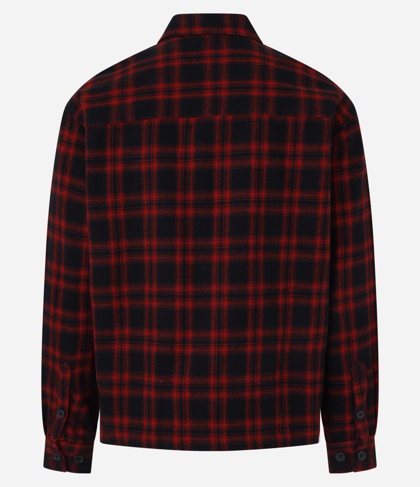 Camisa Boxy em Flanela com Estampa Xadrez e Manga Longa Preto/Vermelho 7