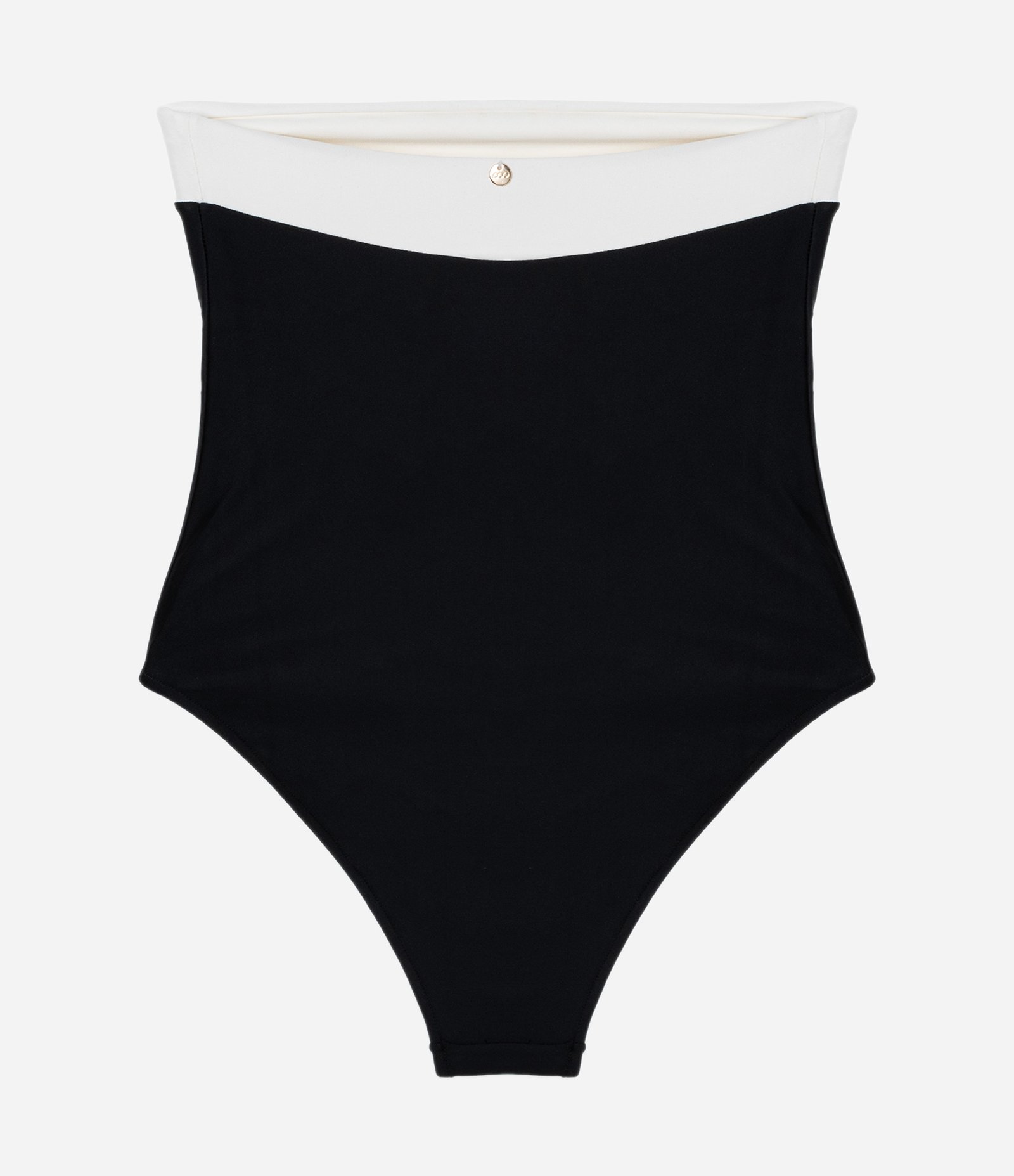Maiô Bicolor em Microfibra Sem Alça Preto/Branco 7
