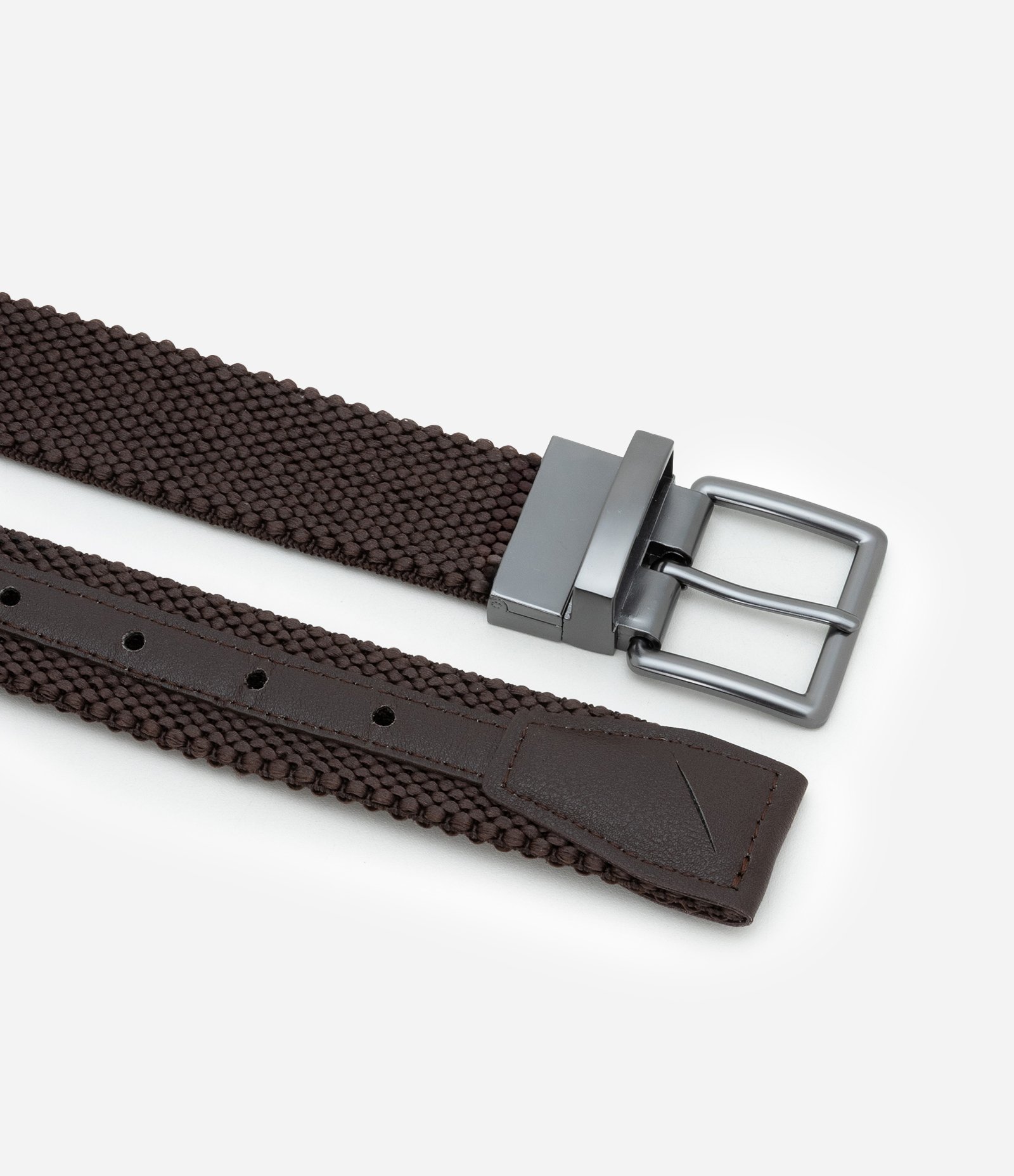 Cinto Elástico Reversível com Fivela Quadrada Marrom 2