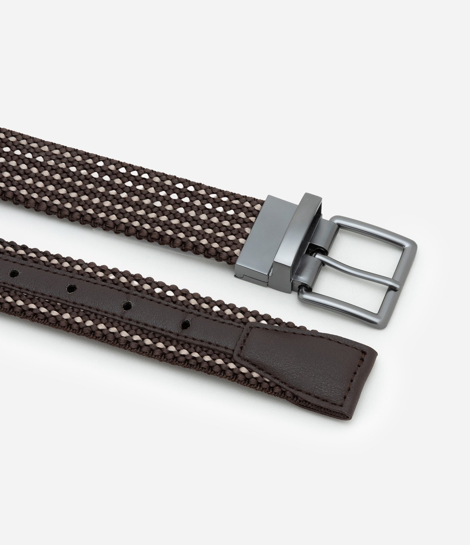 Cinto Elástico Reversível com Fivela Quadrada Marrom 3