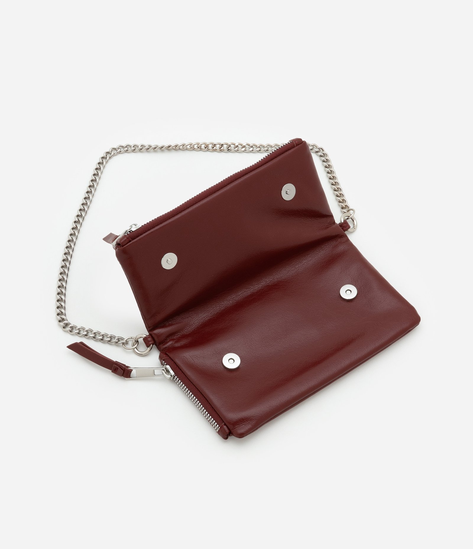 Carteira Envelope Grande com Alça em Corrente Vinho 6