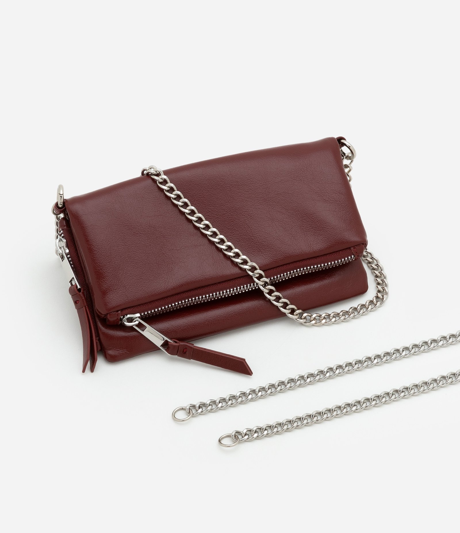 Carteira Envelope Grande com Alça em Corrente Vinho 7