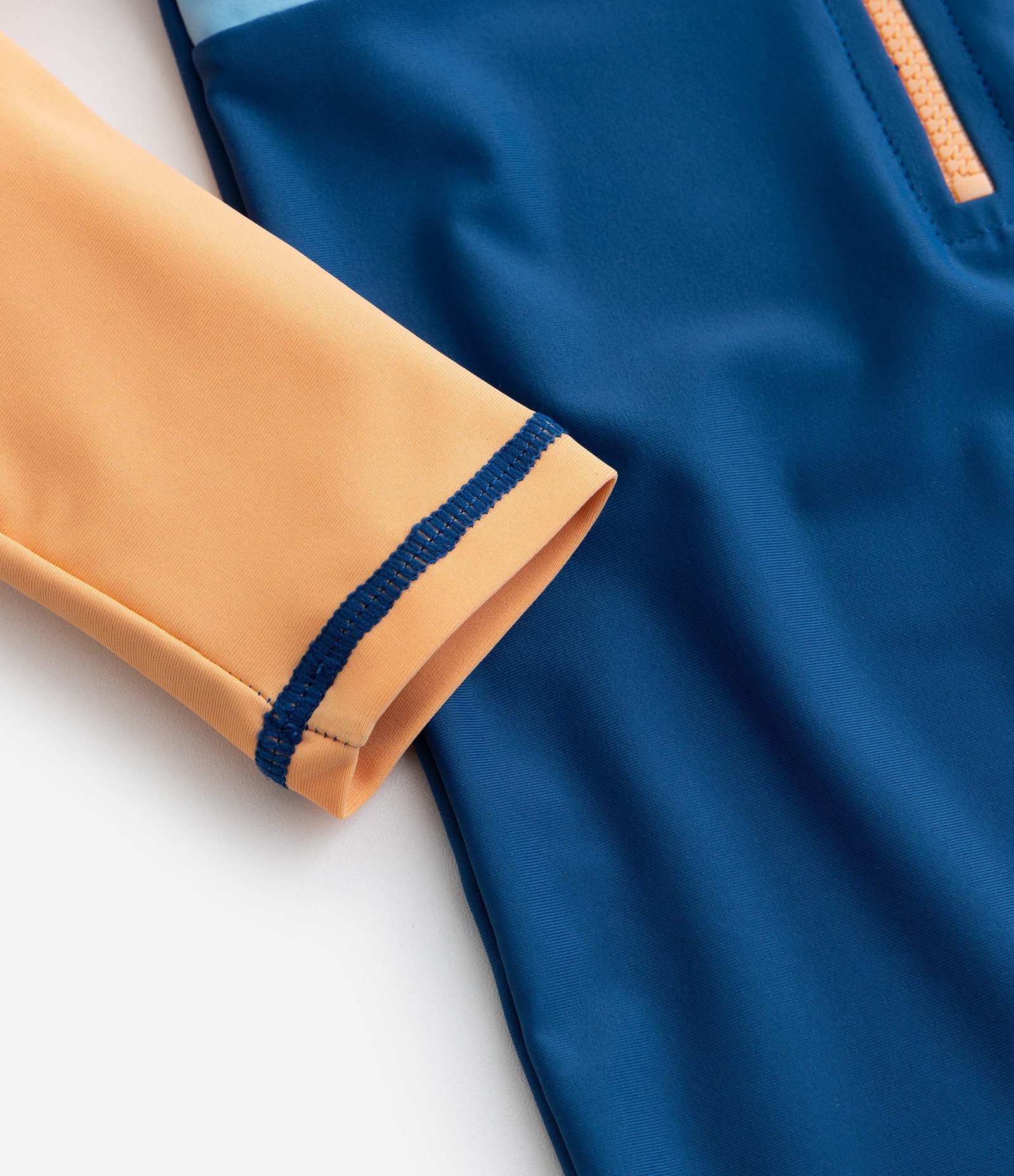 Macacão Infantil com Proteção UV e Blocos de Cor - Tam 1 a 4 Anos Azul/Laranja 6