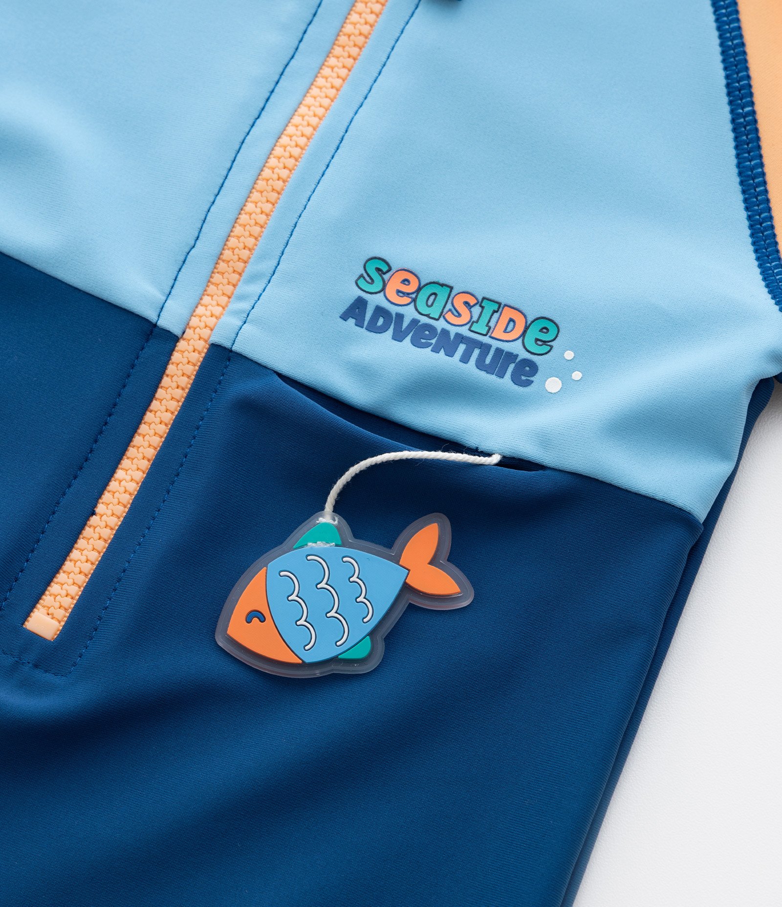 Macacão Infantil com Proteção UV e Blocos de Cor - Tam 1 a 4 Anos Azul/Laranja 7