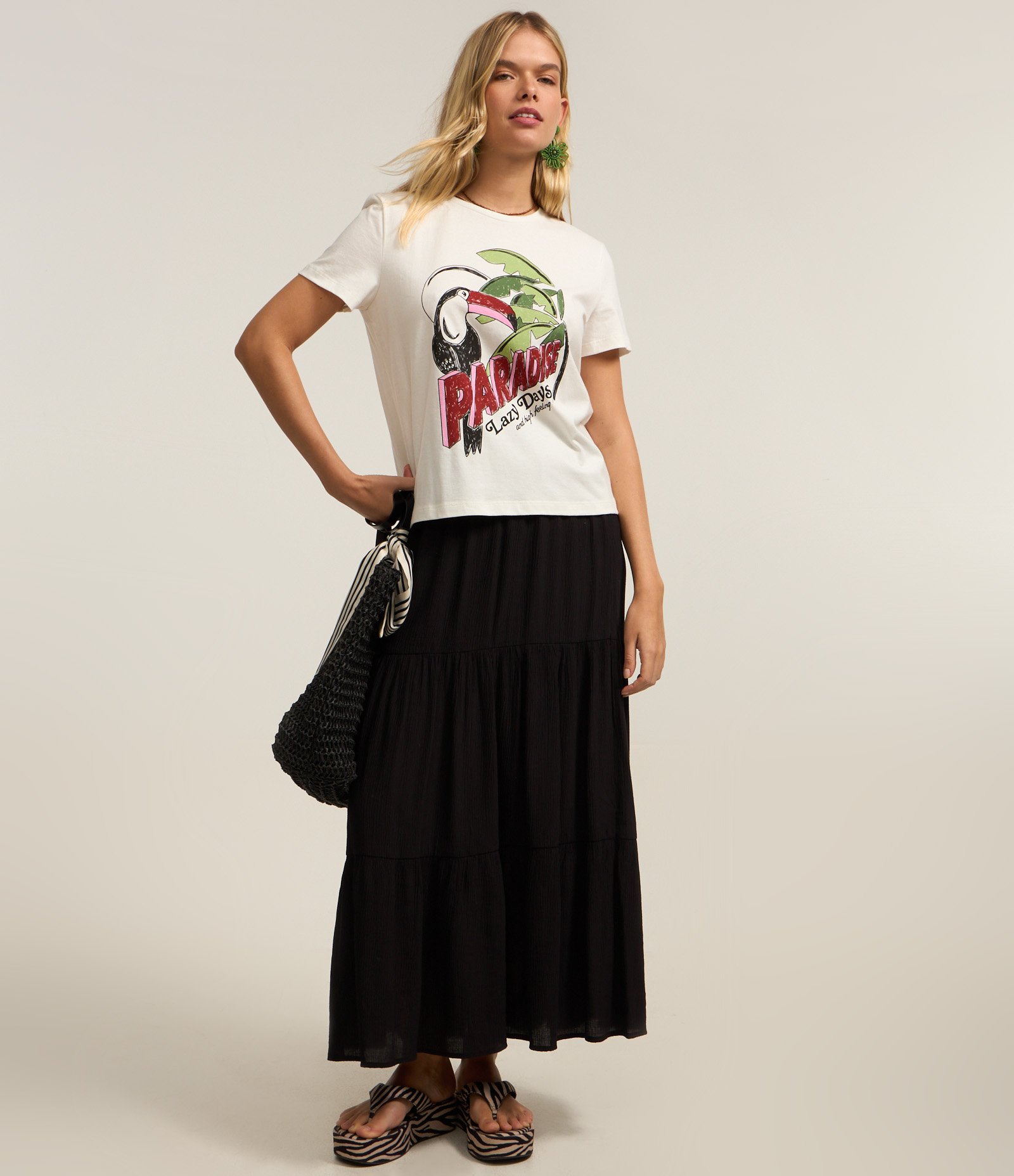 Camiseta em Algodão com Estampa Tucano Paradise Branco 2