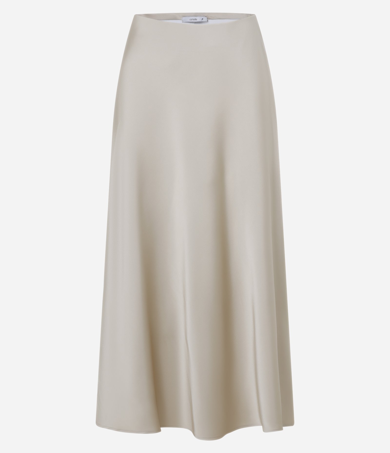 Saia Midi Evasê em Tecido Acetinado 1