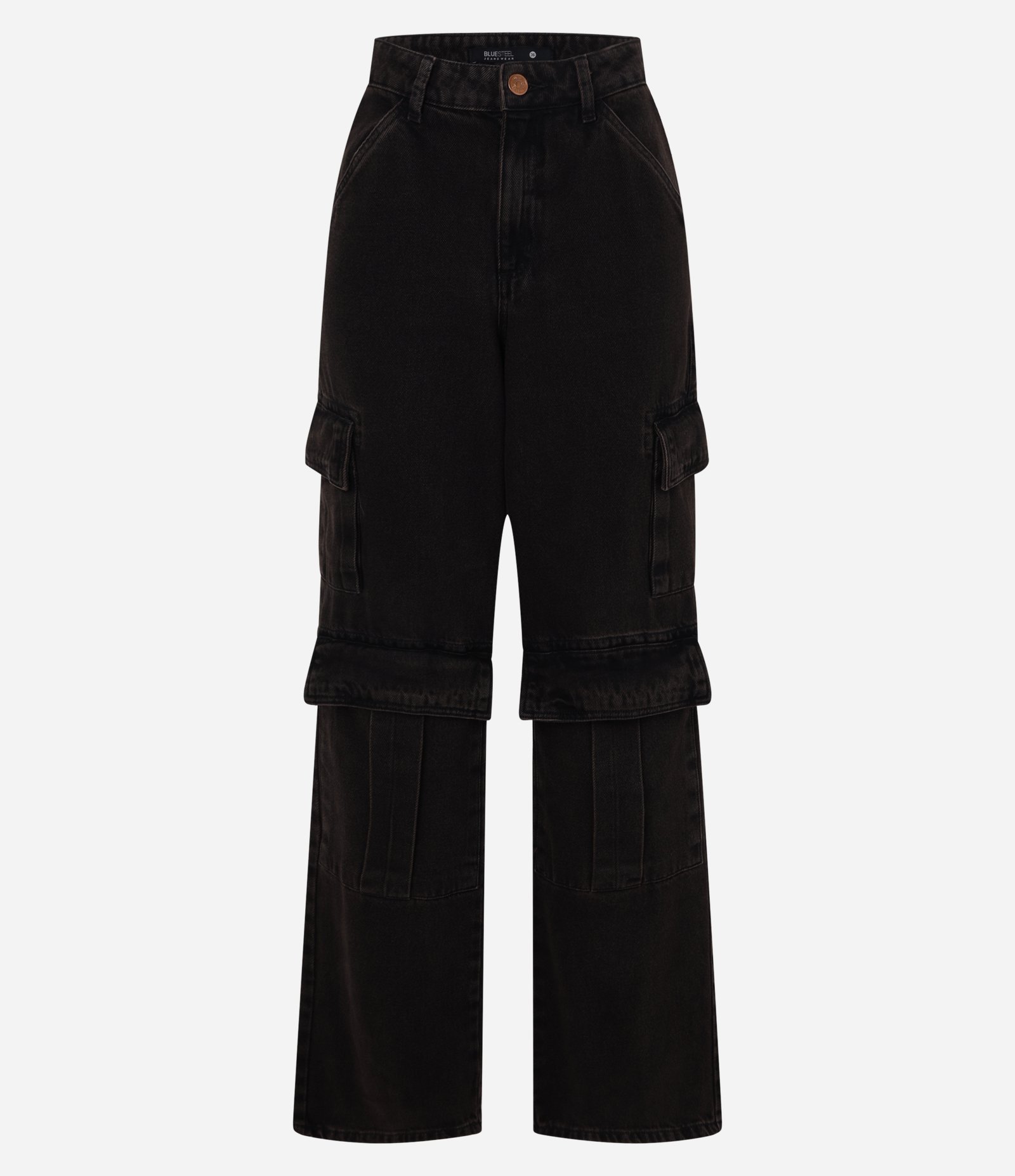 Calça Reta em Jeans com Bolso Cargo Marrom 5