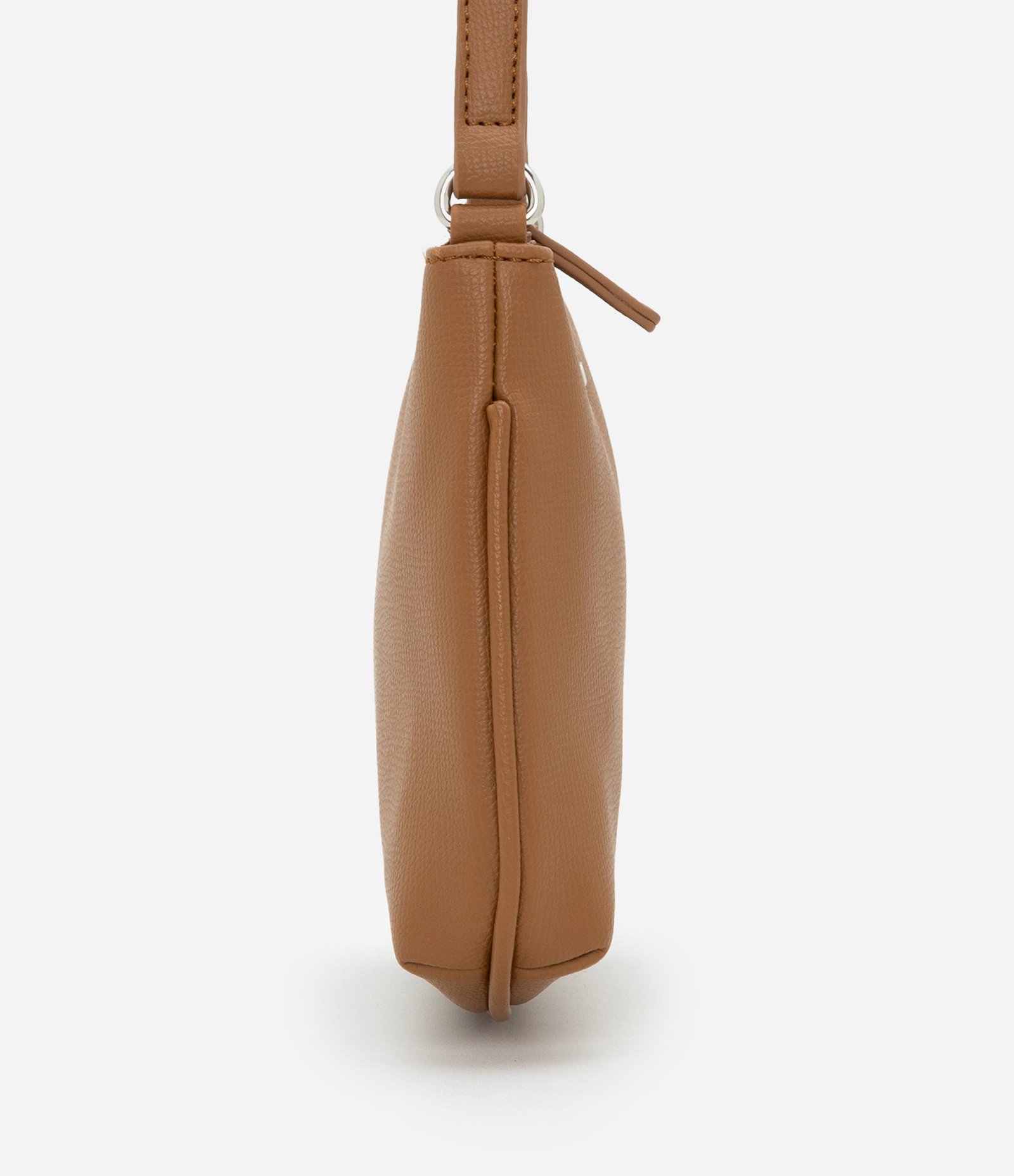 Bolsa Pequena em PU com Alça Transversal e Fechamento em Zíper Marrom 2