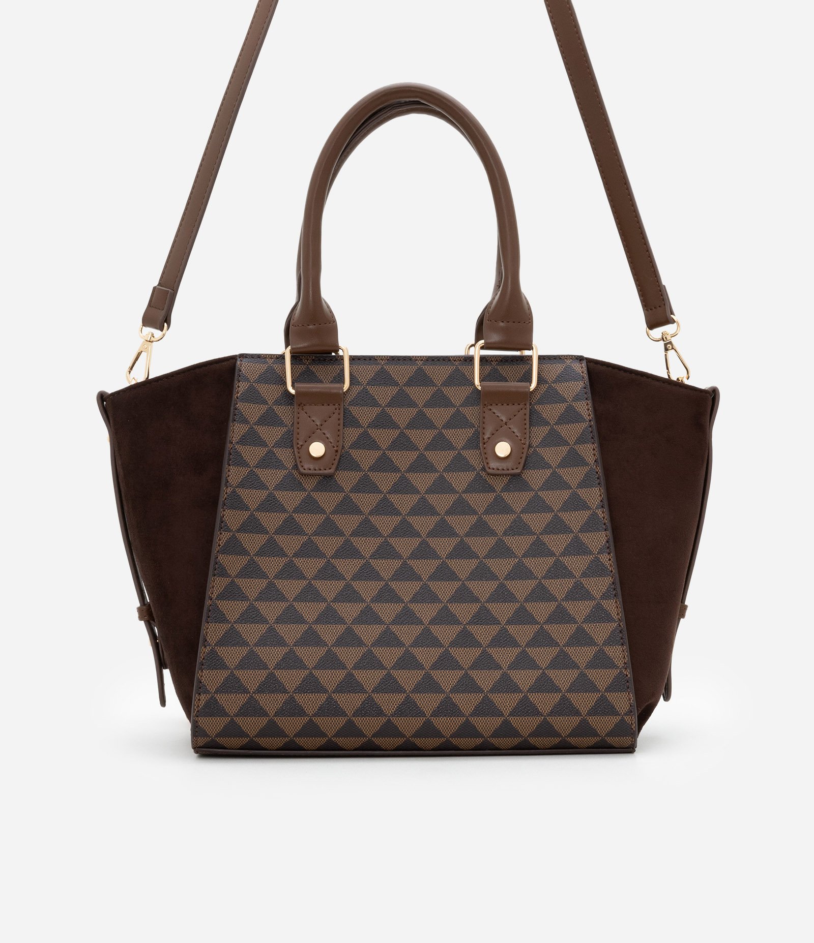 Bolsa Satchel Grande em PU com Duas Alças Marrom 4