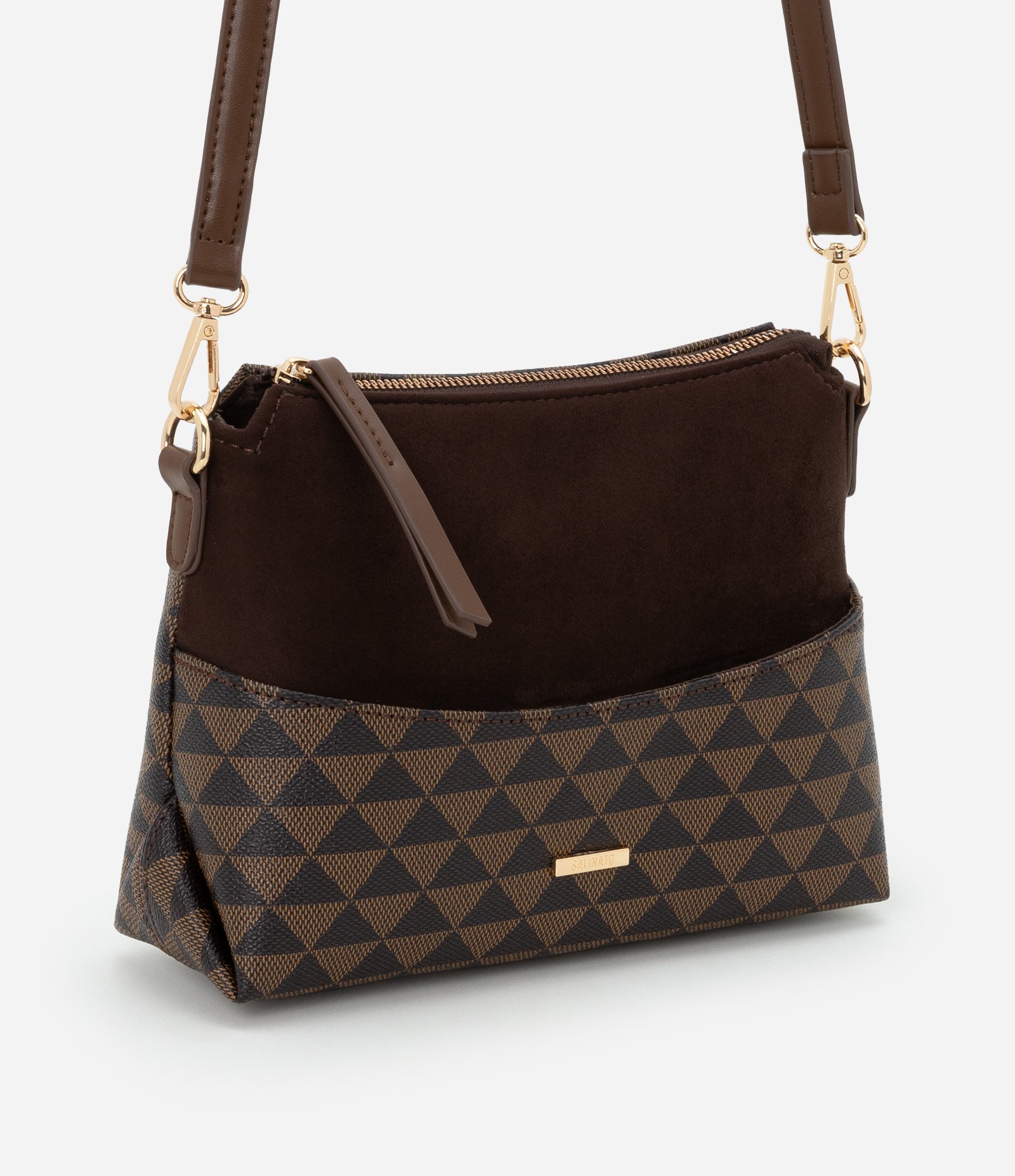 Bolsa Transversal Média com Alça Removível Marrom 1