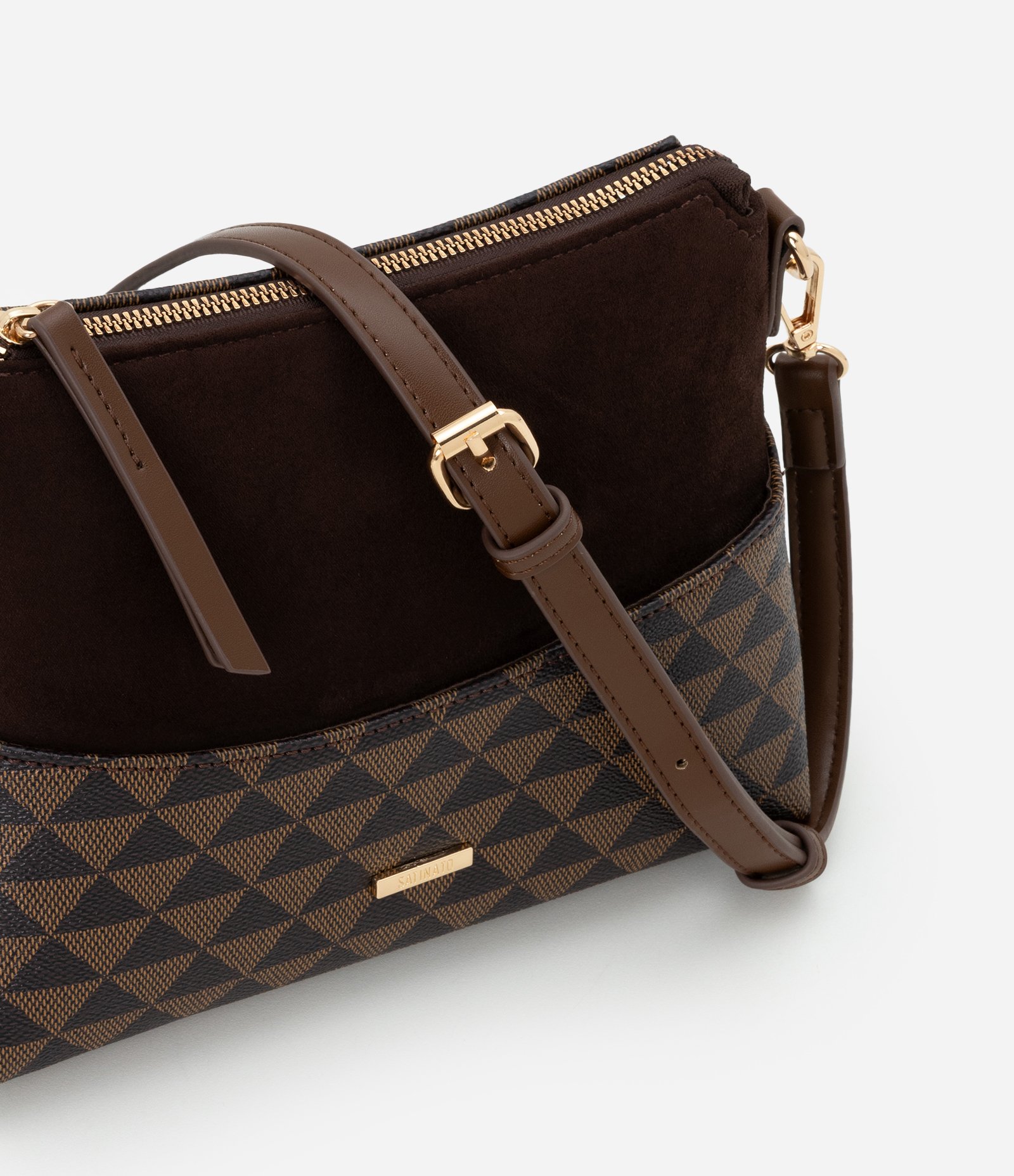 Bolsa Transversal Média com Alça Removível Marrom 6