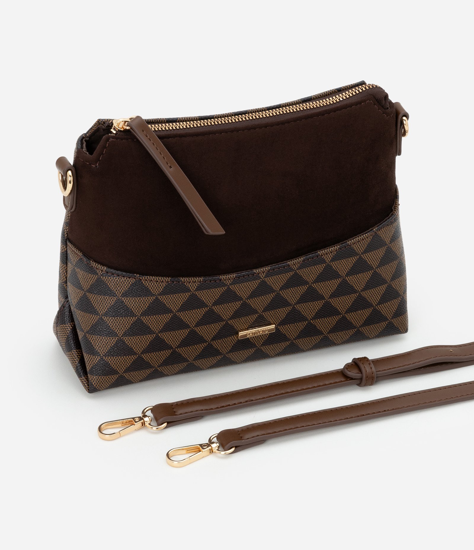 Bolsa Transversal Média com Alça Removível Marrom 7