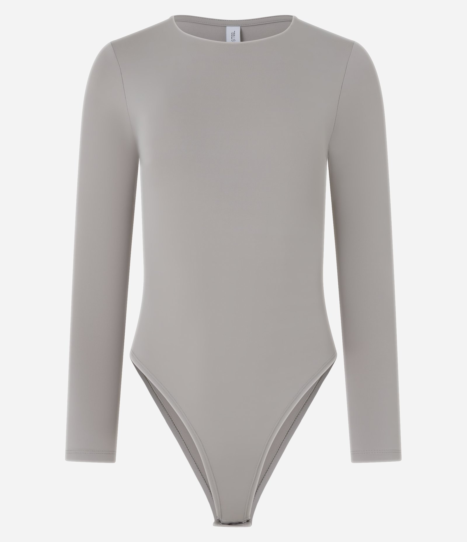 Body em Poliamida Manga Longa Cinza Claro 5