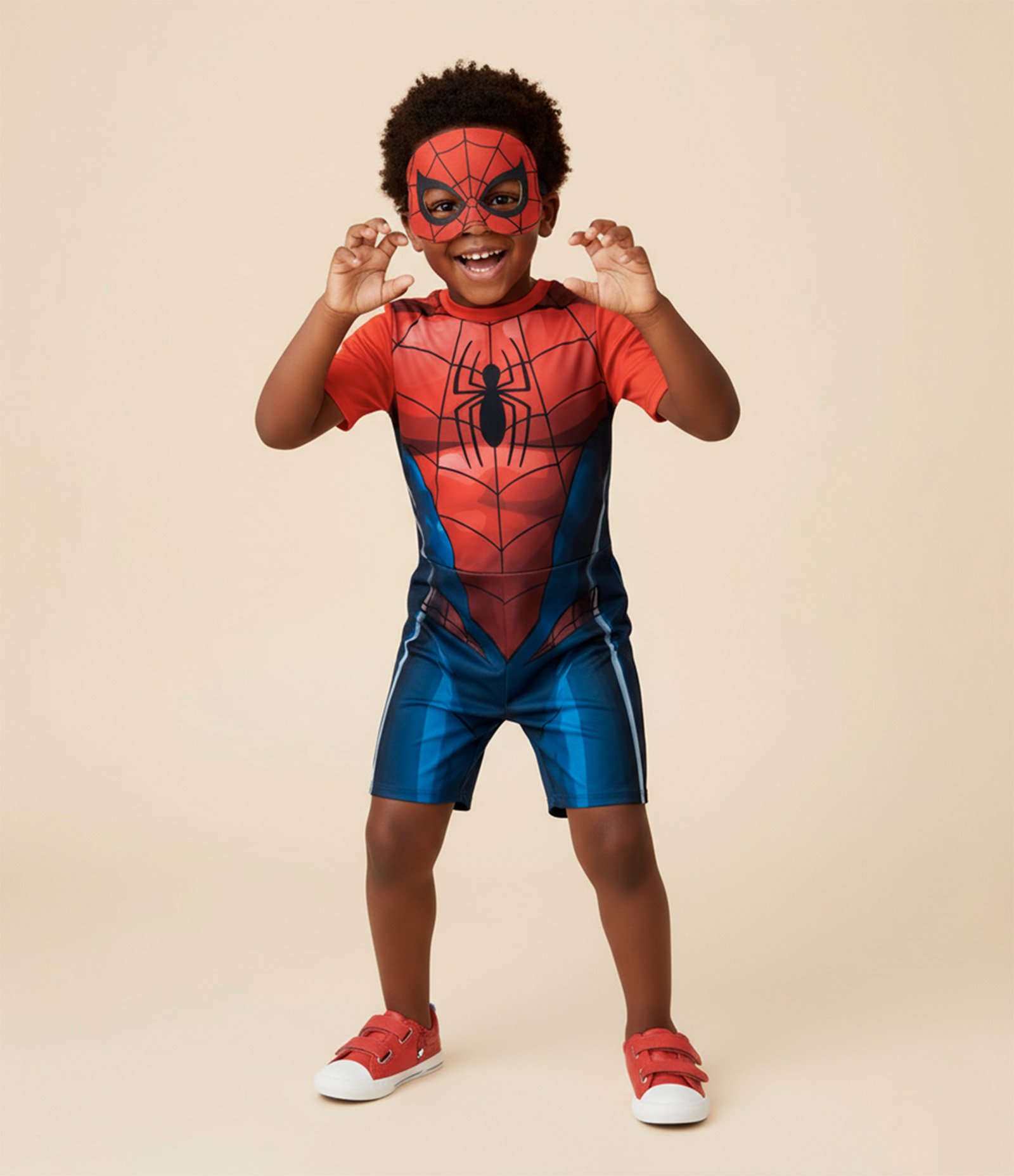 Macacão Infantil com Máscara e Estampa Homem-Aranha - Tam 3 a 8 Anos Azul/Vermelho 1