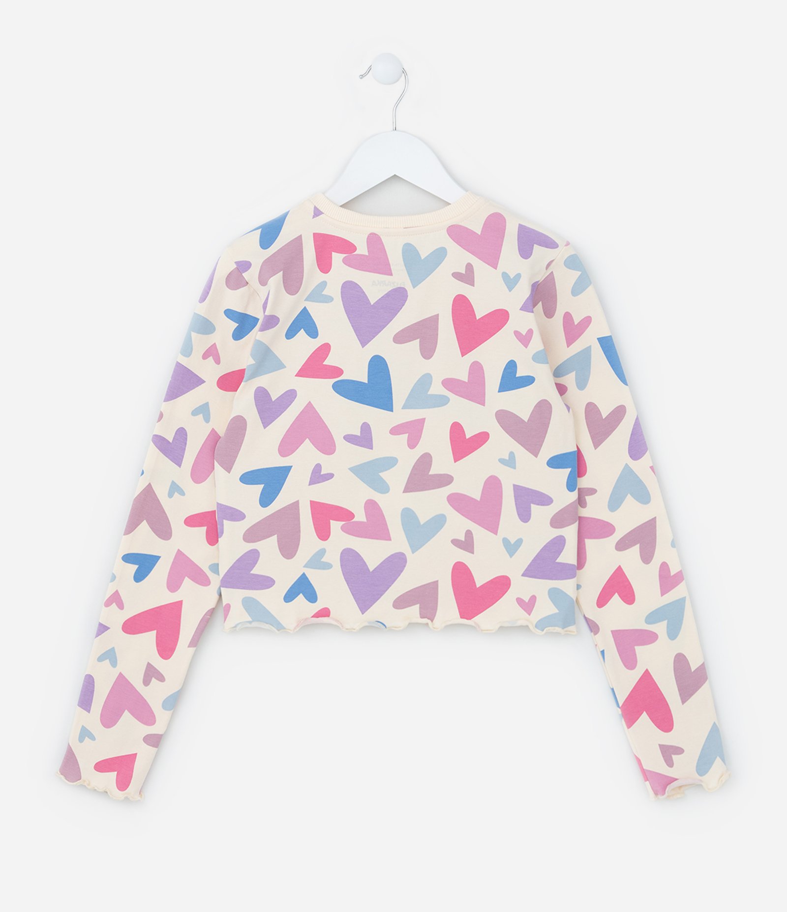 Camiseta Curta Infantil com Estampa Corações - Tam 5 a 14 Anos Multicores 2