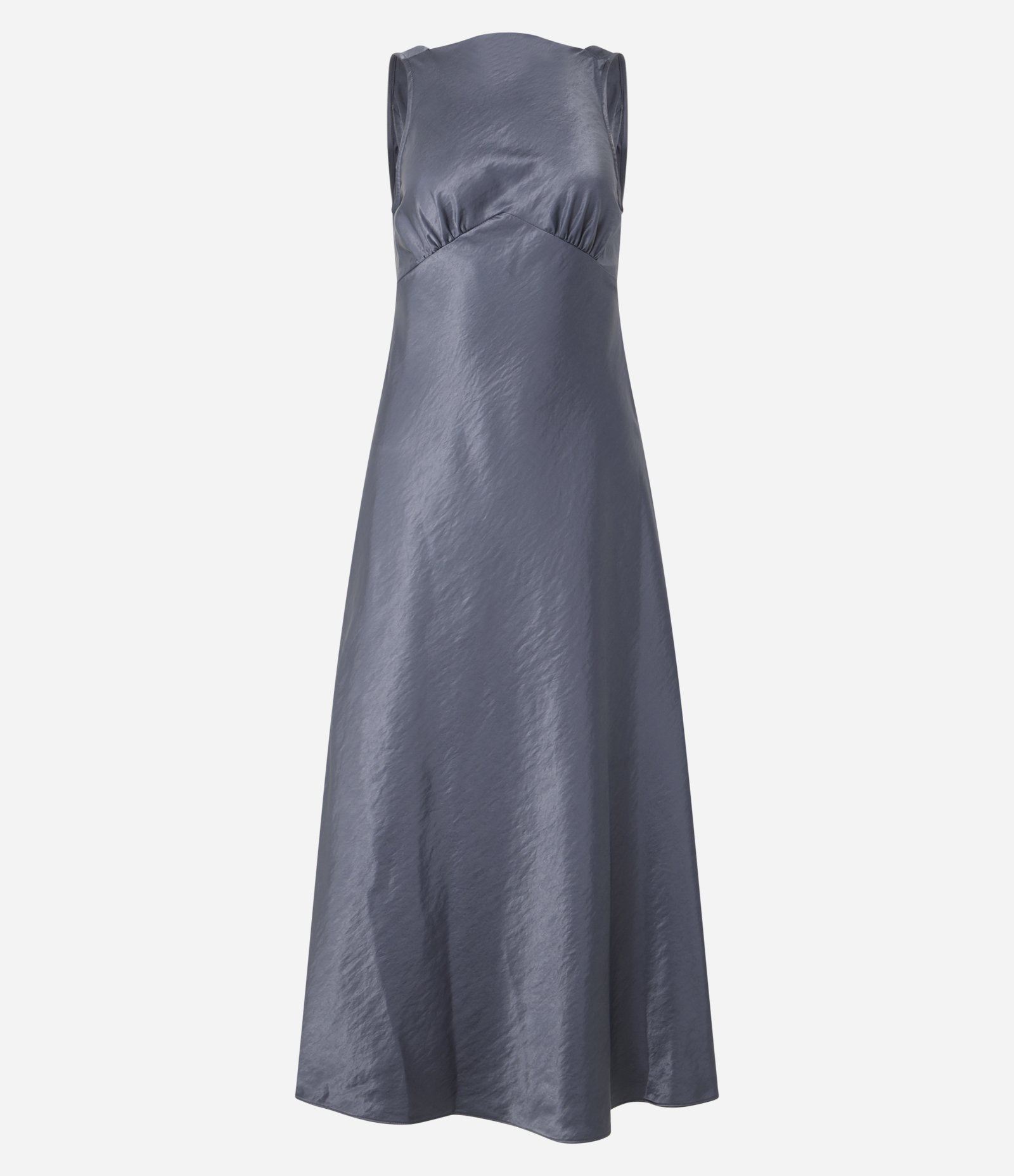 Vestido Midi em Cetim com Decote nas Costas Cinza 4