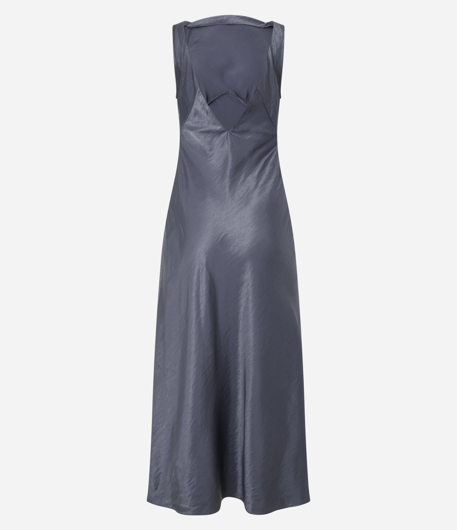 Vestido Midi em Cetim com Decote nas Costas Cinza 5