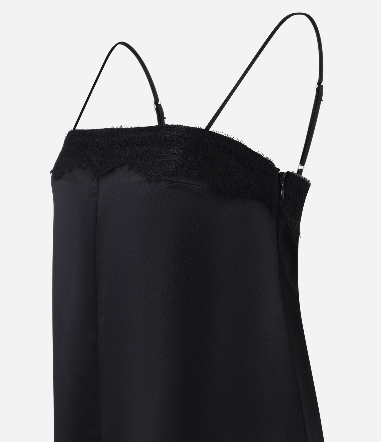 Vestido Midi Acetinado com Renda no Decote Cinza Chumbo 6