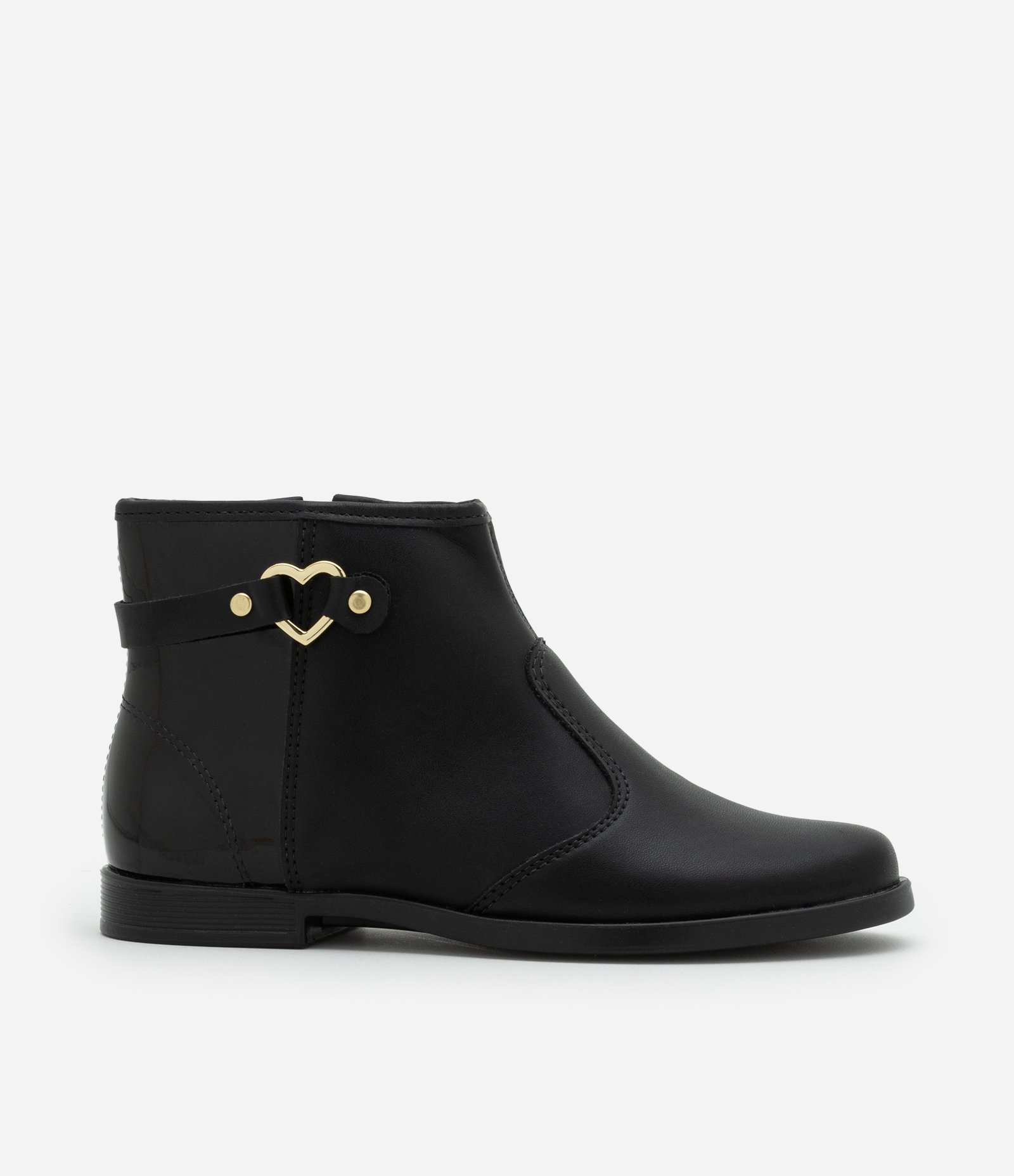 Bota Infantil em PU com Fivela de Coração Molekinha - Tam 26 a 36 Preto 6