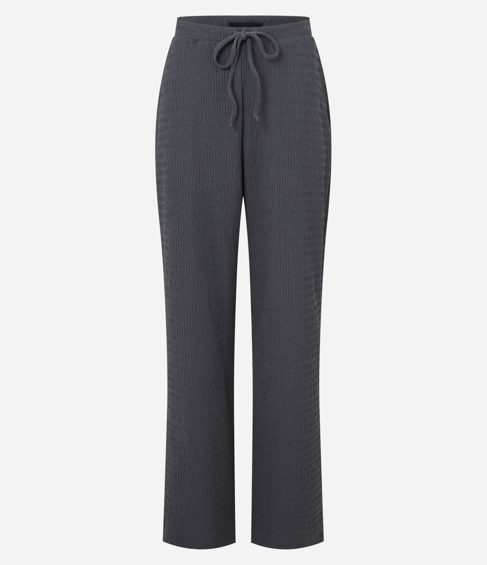 Calça Reta com Textura e Cós Elástico Cinza 5