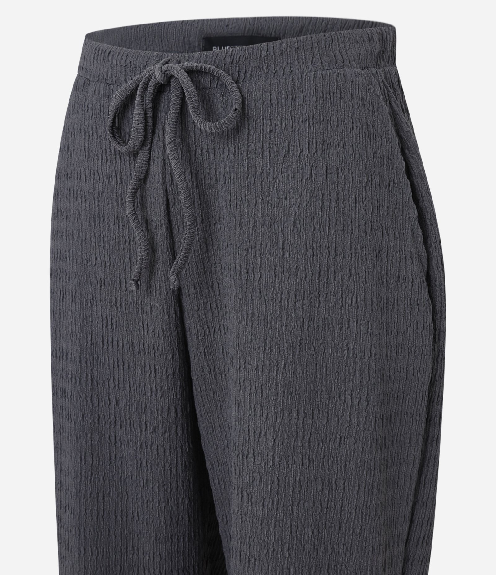 Calça Reta com Textura e Cós Elástico Cinza 6