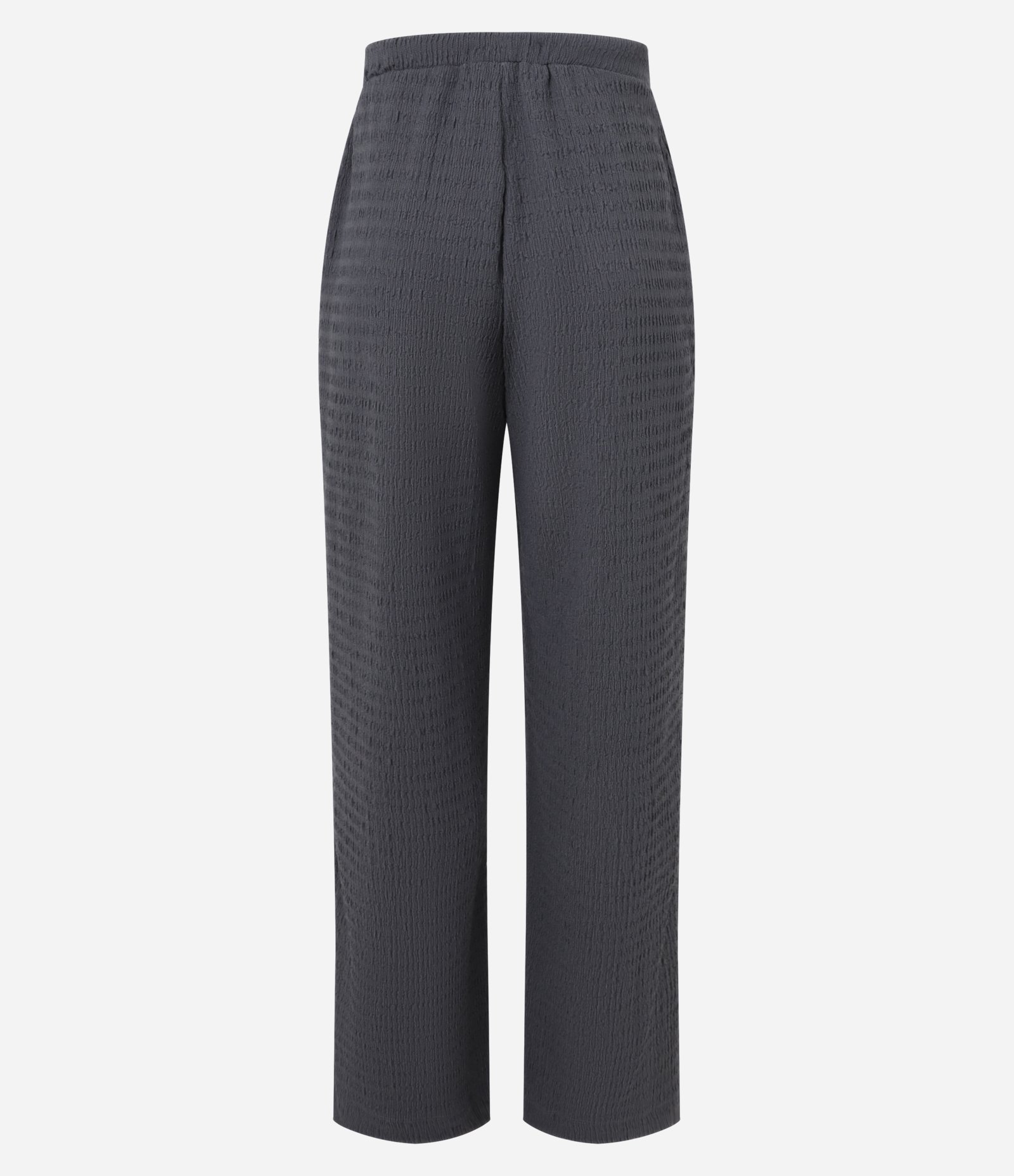 Calça Reta com Textura e Cós Elástico Cinza 7